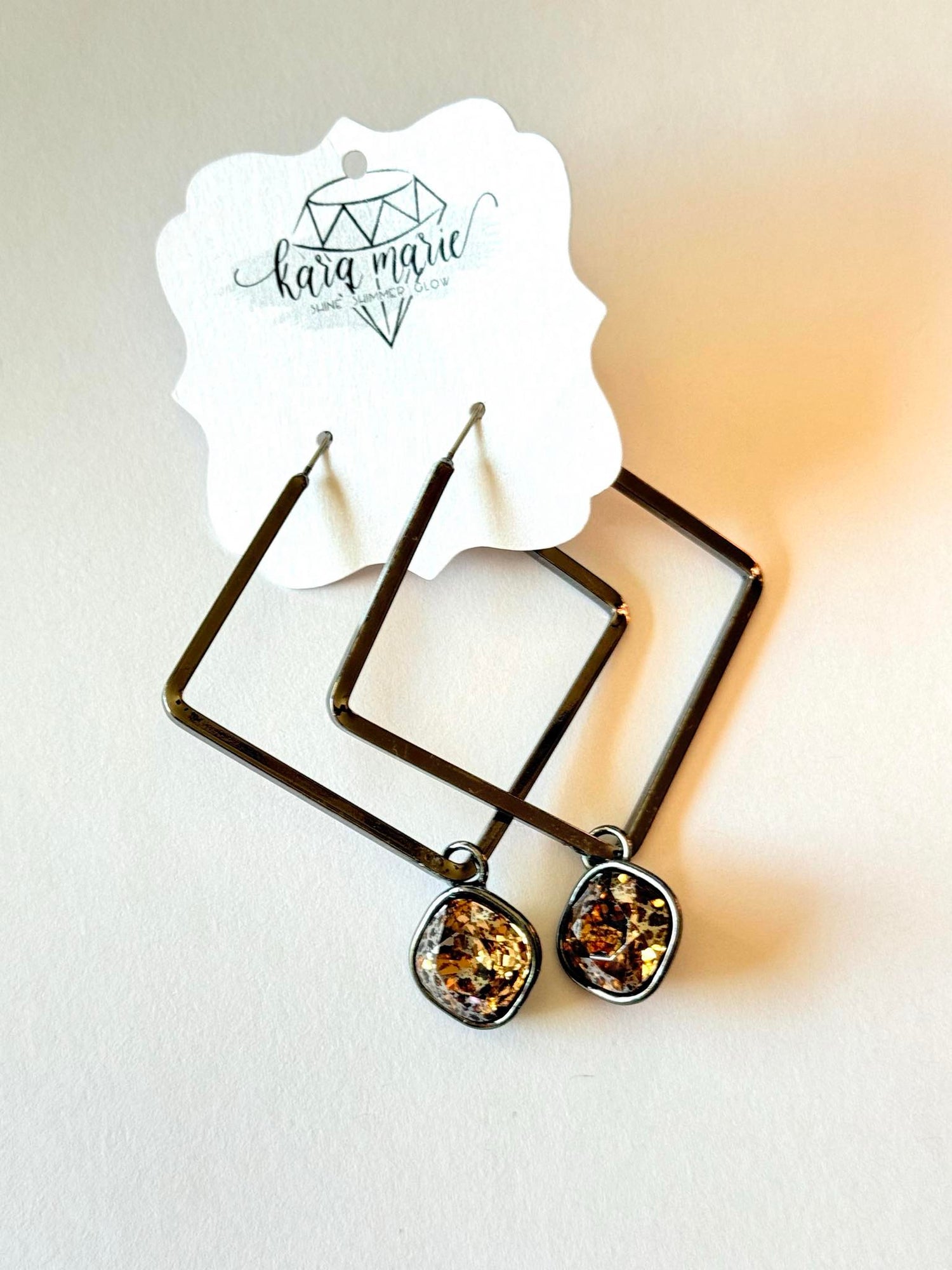 Radiant Edge Hoop Earrings in Light Colorado Topaz Silver Patina