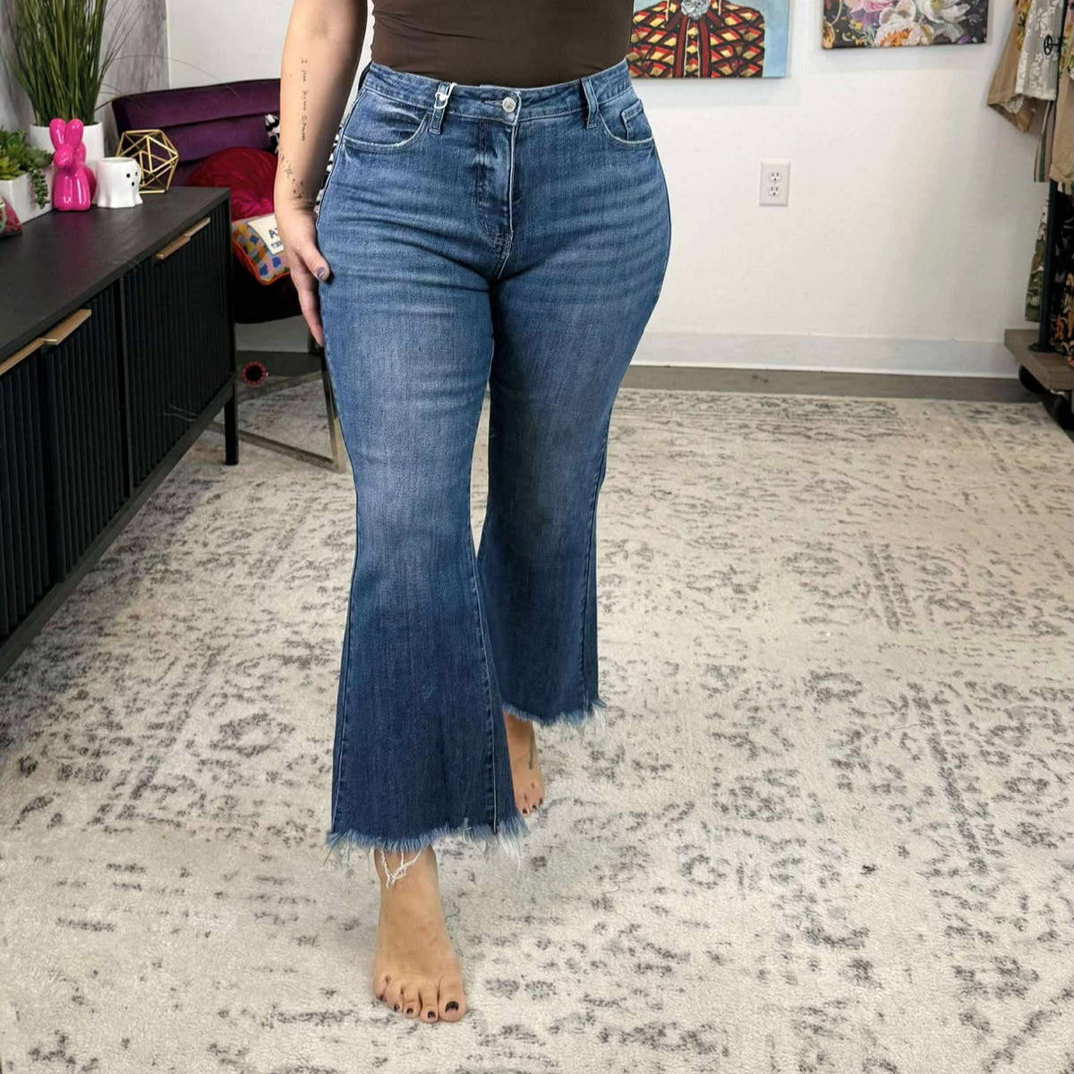 Blakeley Urban Non-Distressed Crop Jeans - Dark Wash {Sizes 0-3X} - KaraMarie