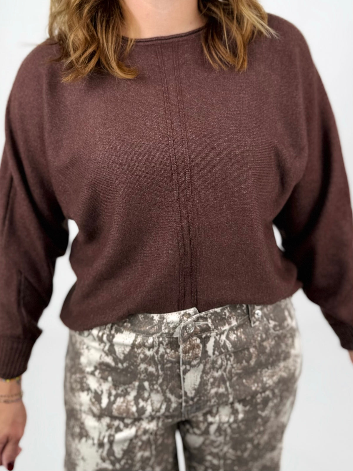 The Seamline Sweater - Brown {S-3X}