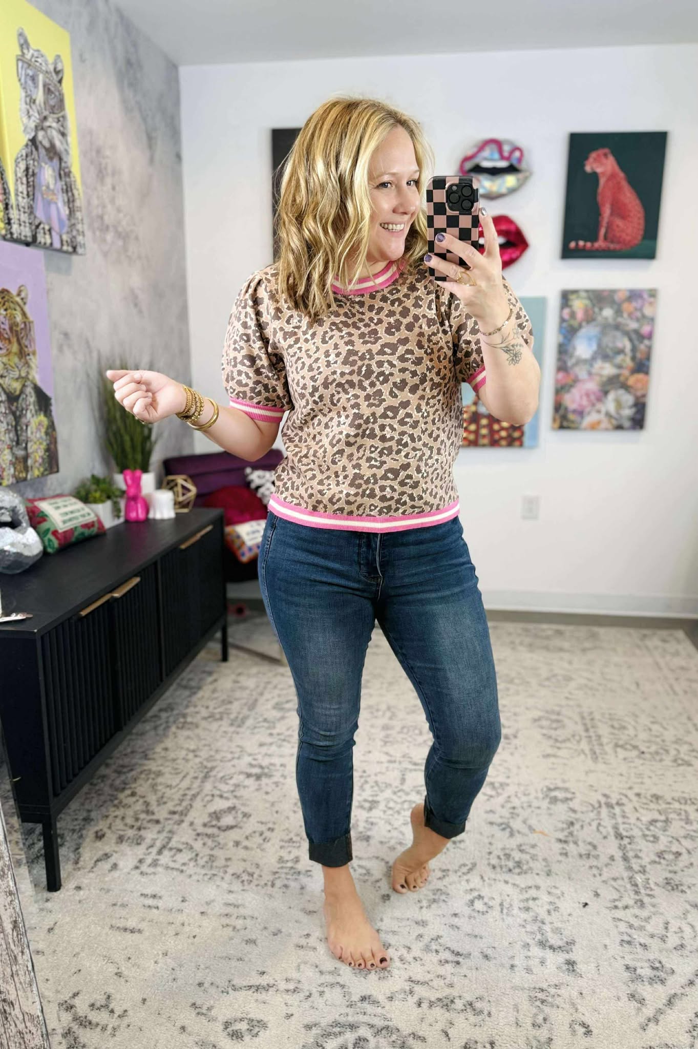 Leopard Pop Top in Pink {S-L}