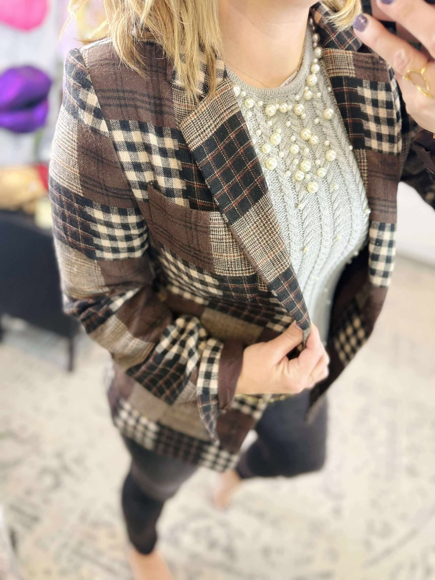 Plaid Perspective Blazer {S-3X}