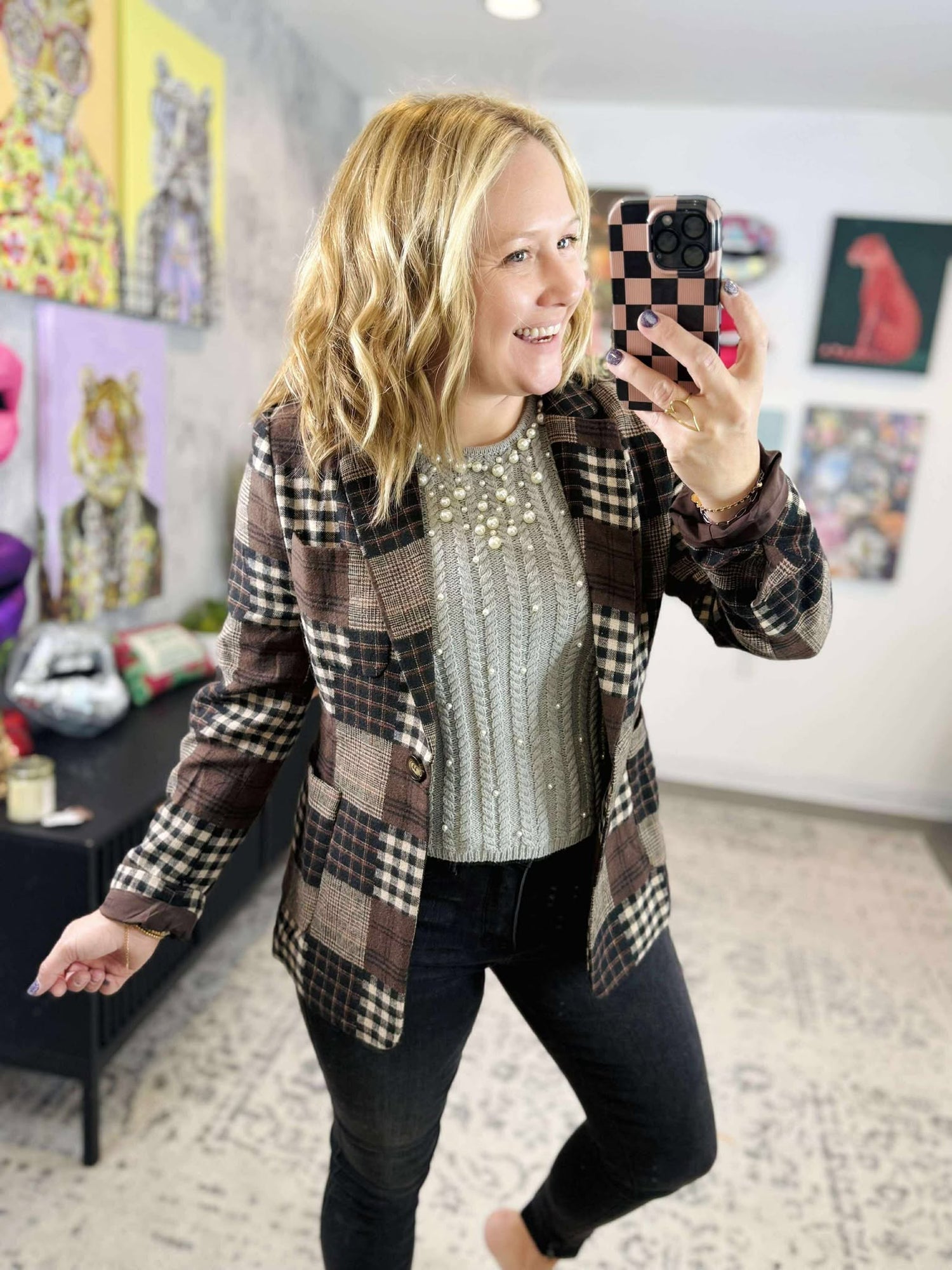 Plaid Perspective Blazer {S-3X}