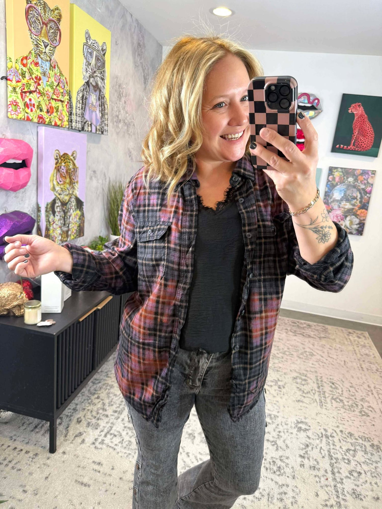 Distressed Flannel in Purple Haze {S-3X}