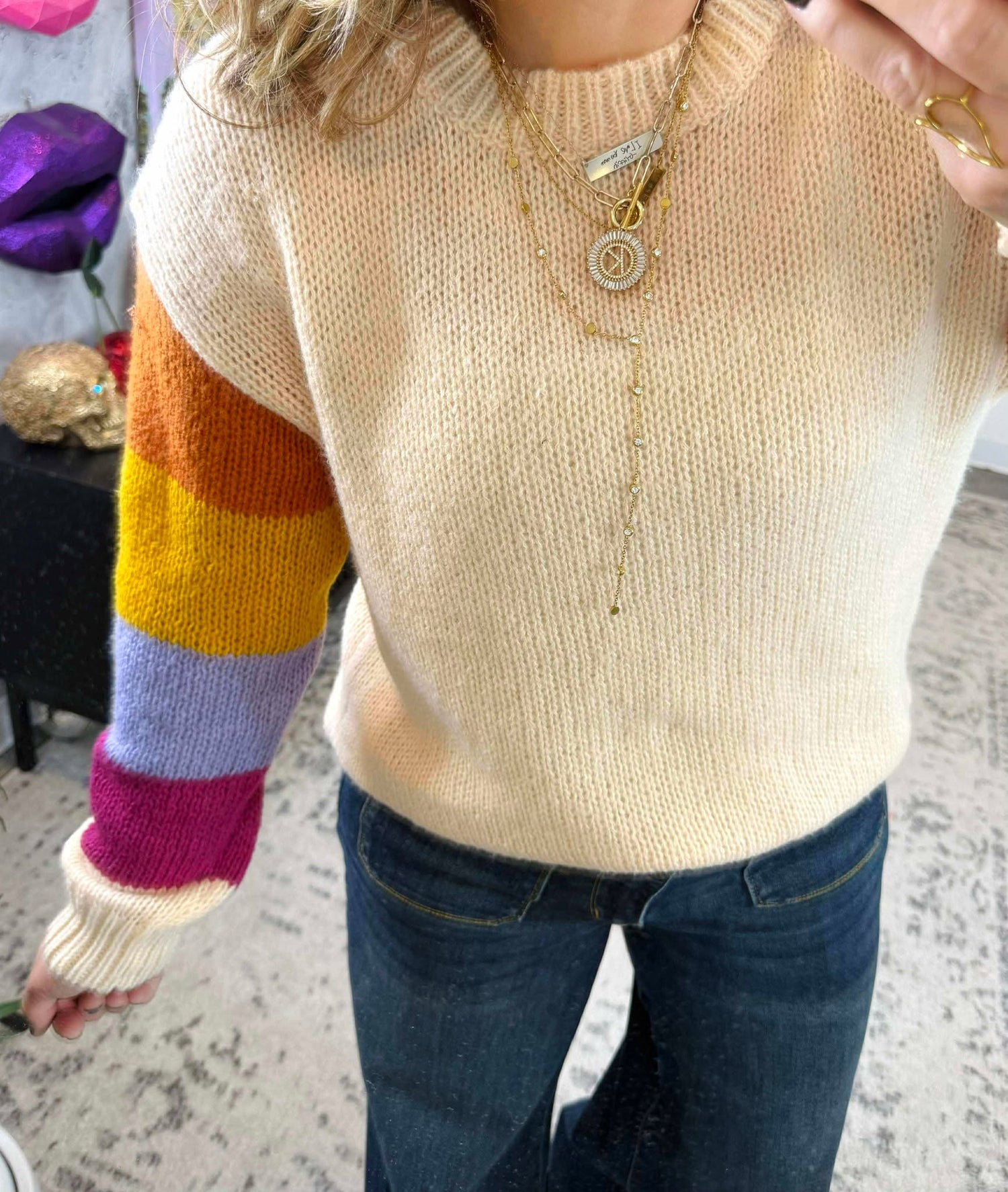 Contrast Cloud Sweater {S-3X}