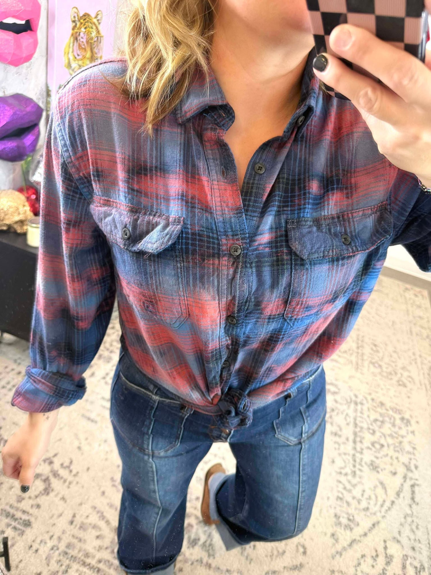 Distressed Flannel in Midnight Shenanigans {S-3X}