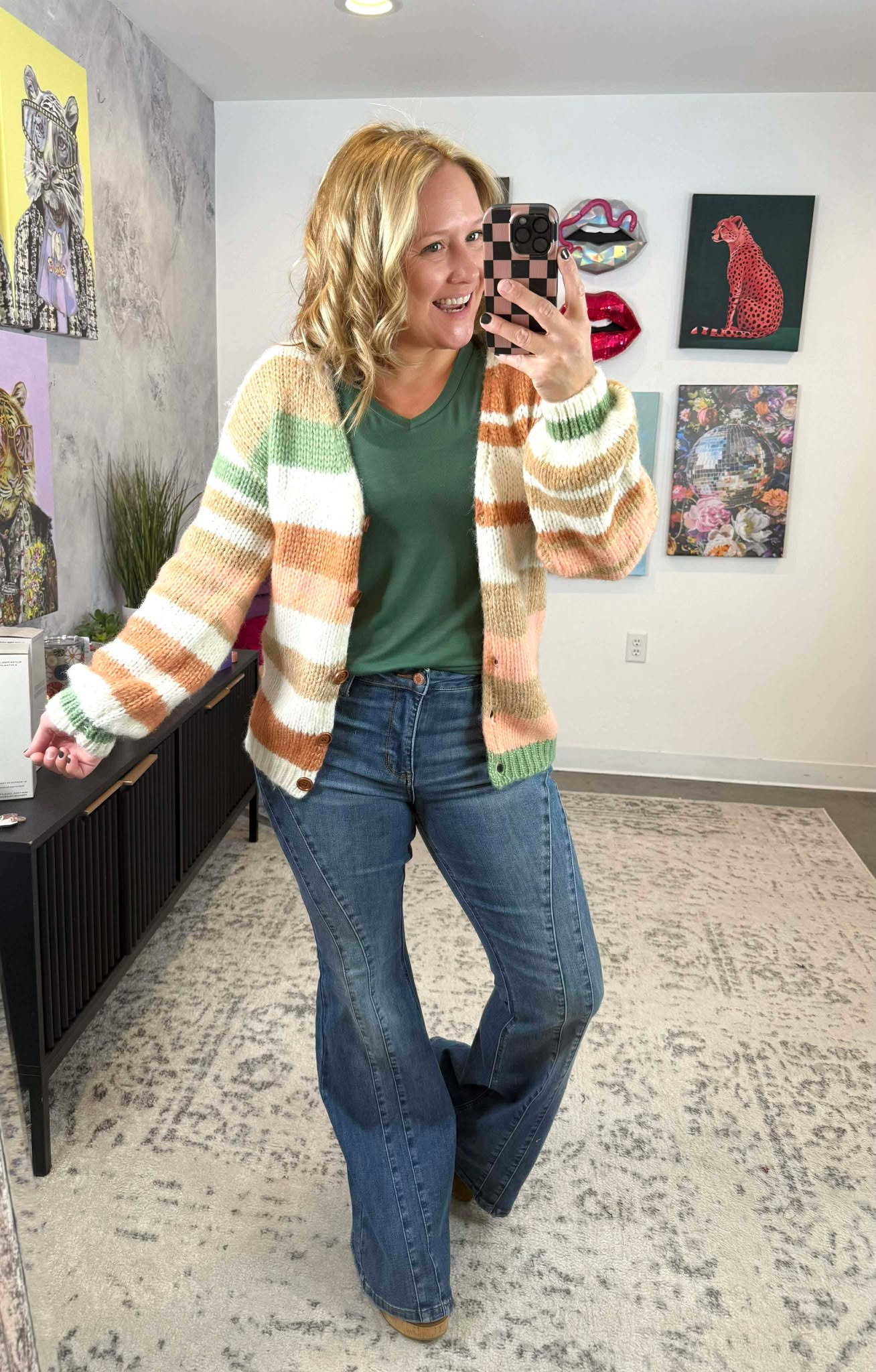 Autumn Harvest Striped Cardigan {S-3X}