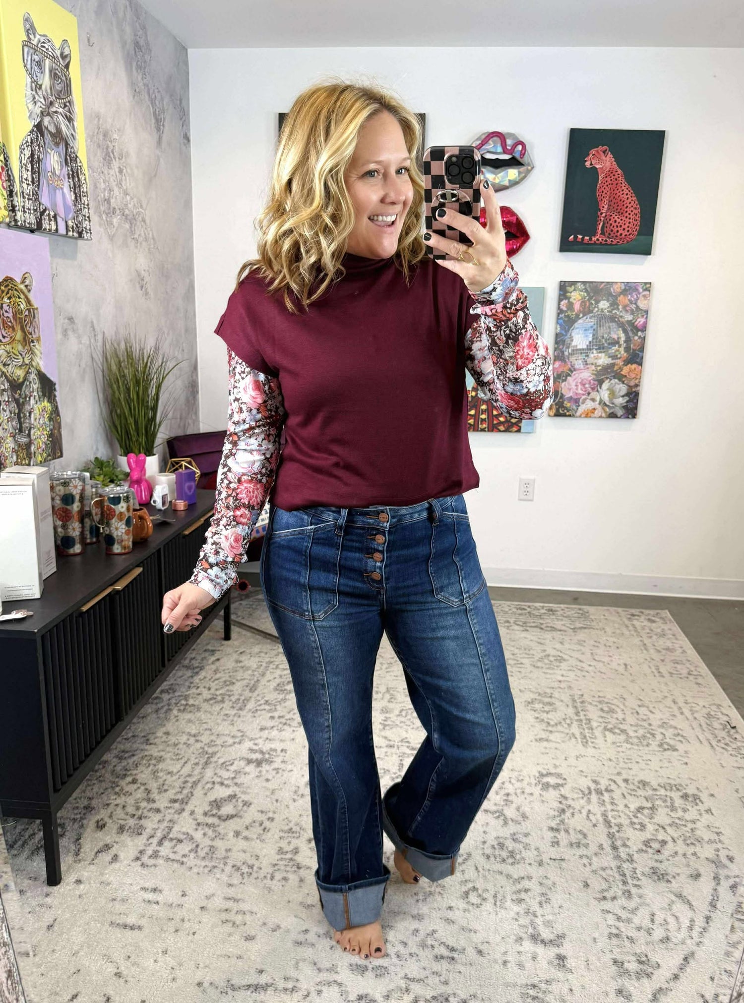 Modknit Top in Ruby {S-2X}