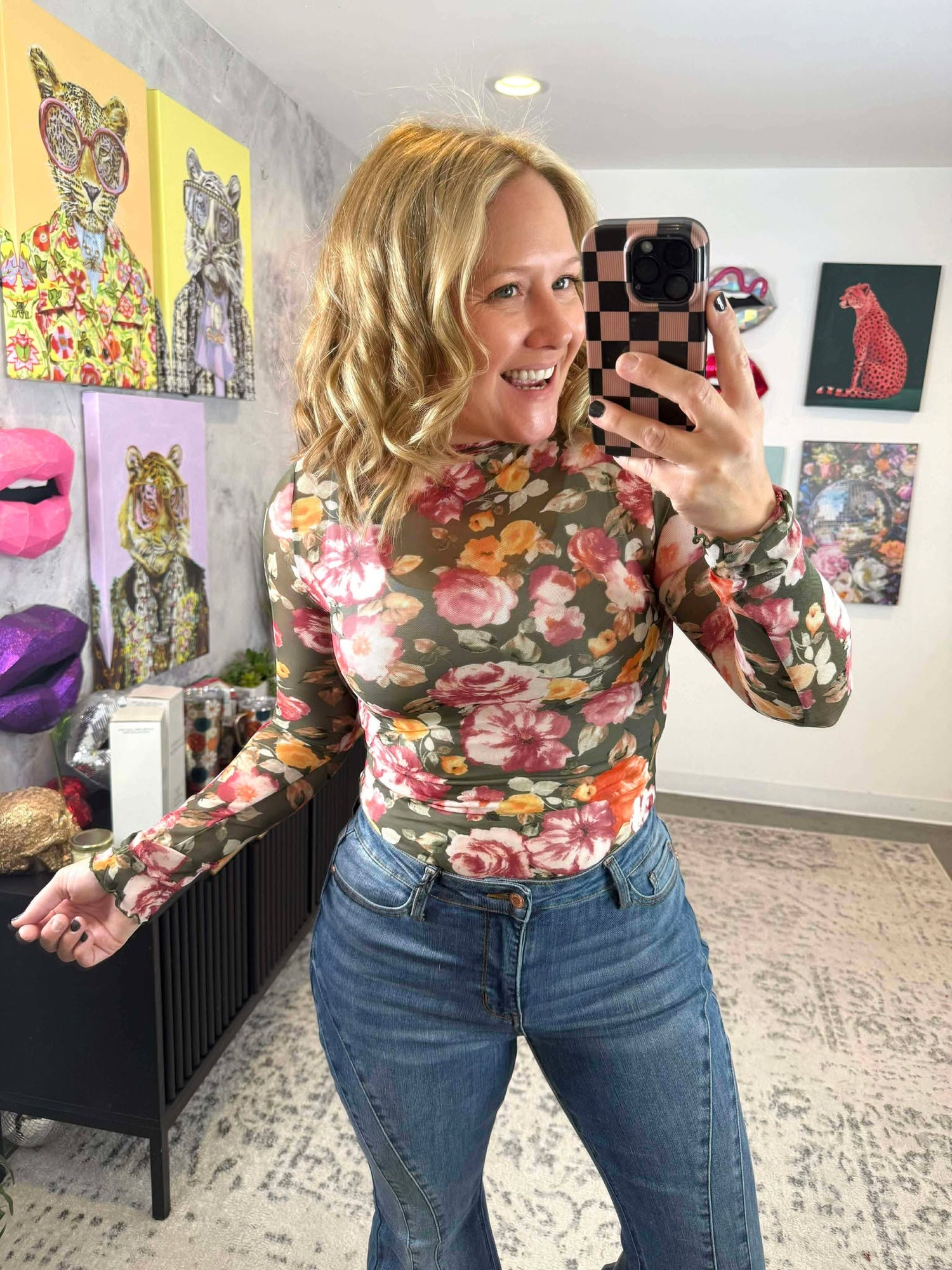 Olive Garden Mesh Top {S-L}