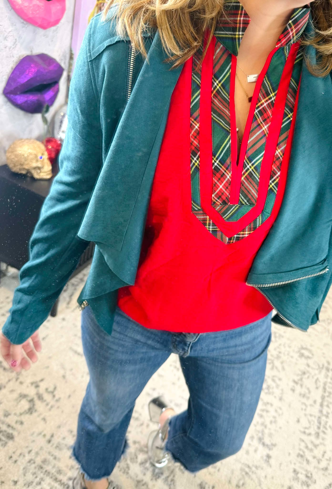 Good Vibes Good Life Moto Jacket in Jade {S-L}