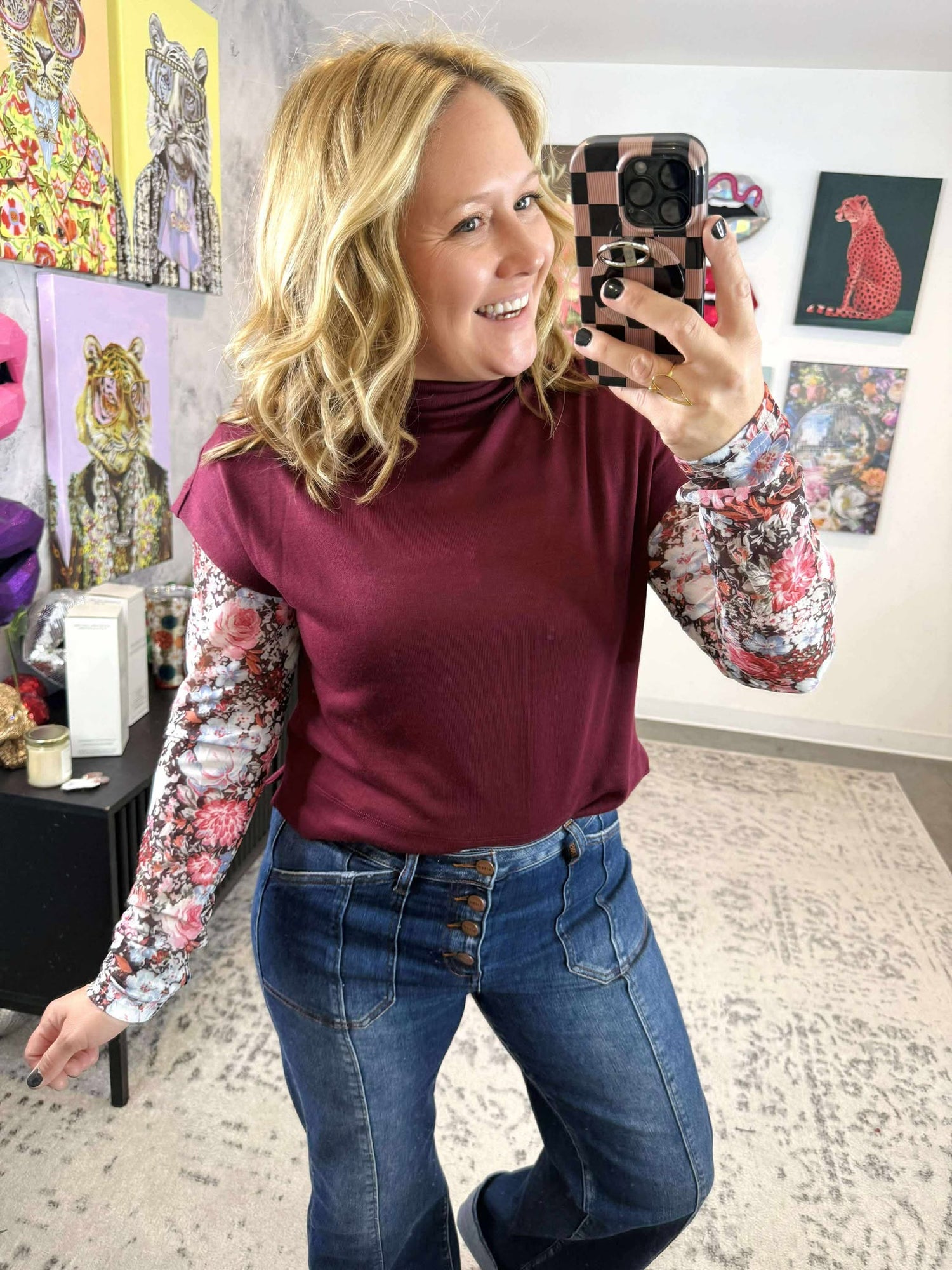 Modknit Top in Ruby {S-2X}