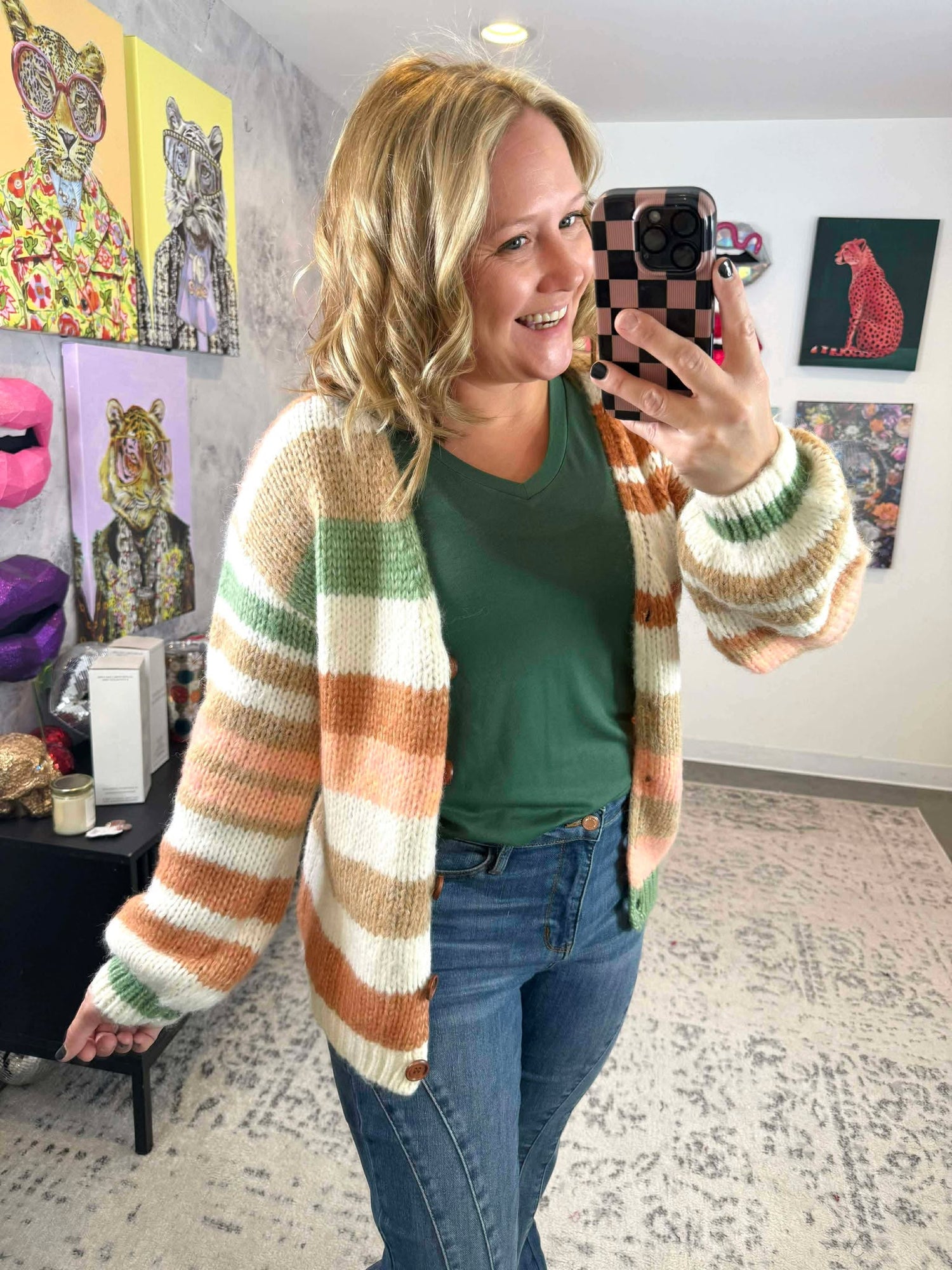 Autumn Harvest Striped Cardigan {S-3X}