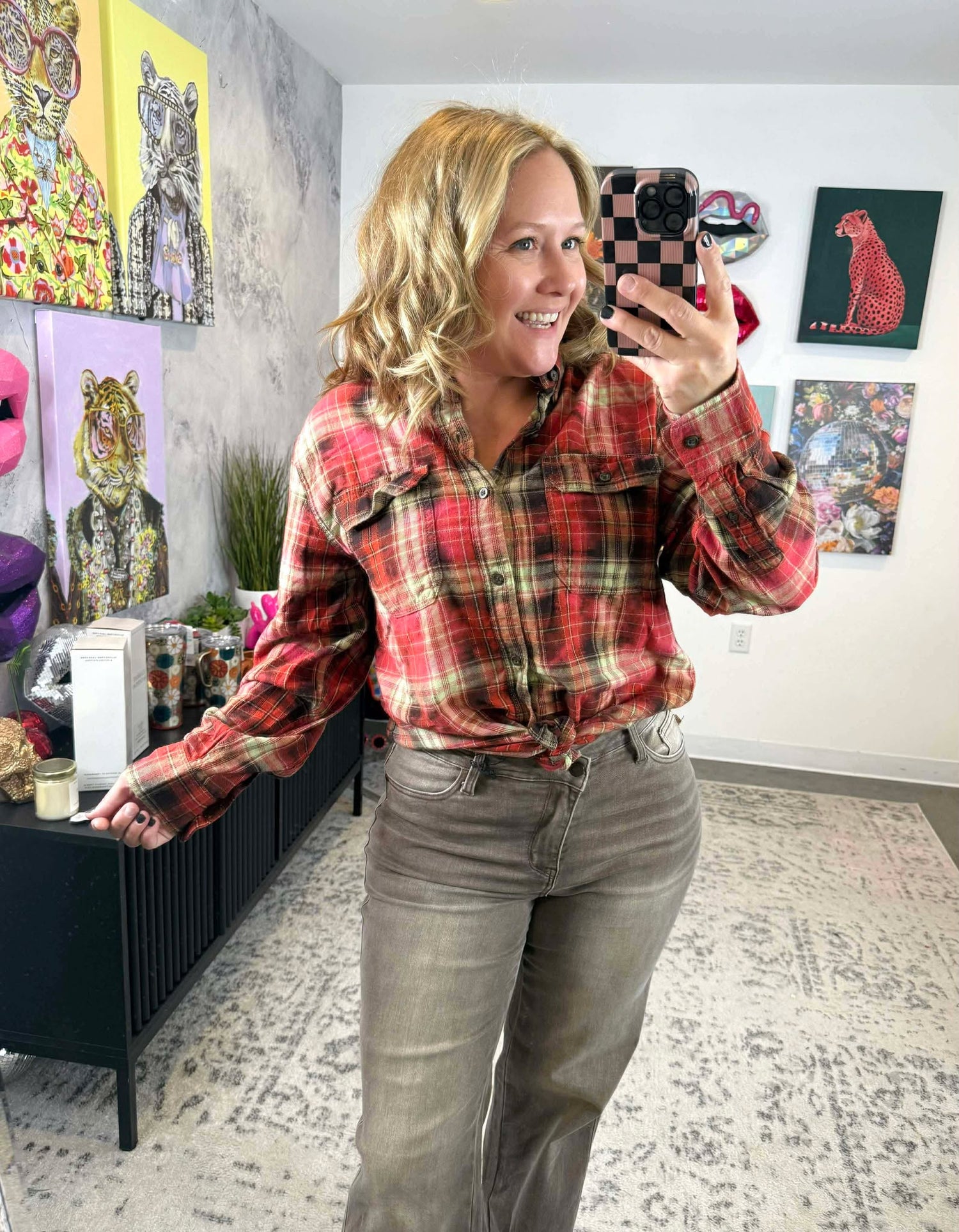 Distressed Flannel in Bonfire {S-3X}