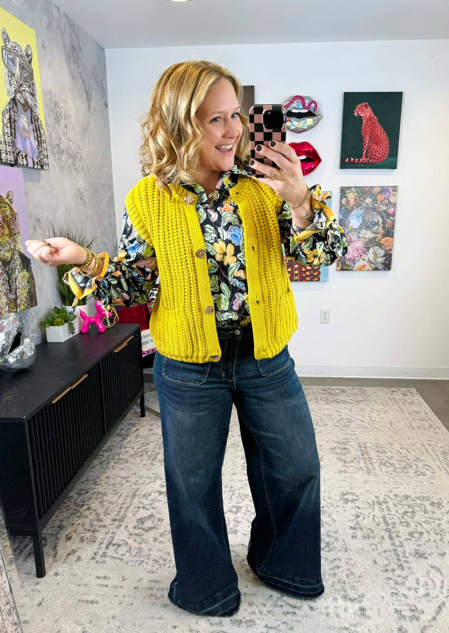 Relaxed Button Sweater Vest in Mustard {S-L}