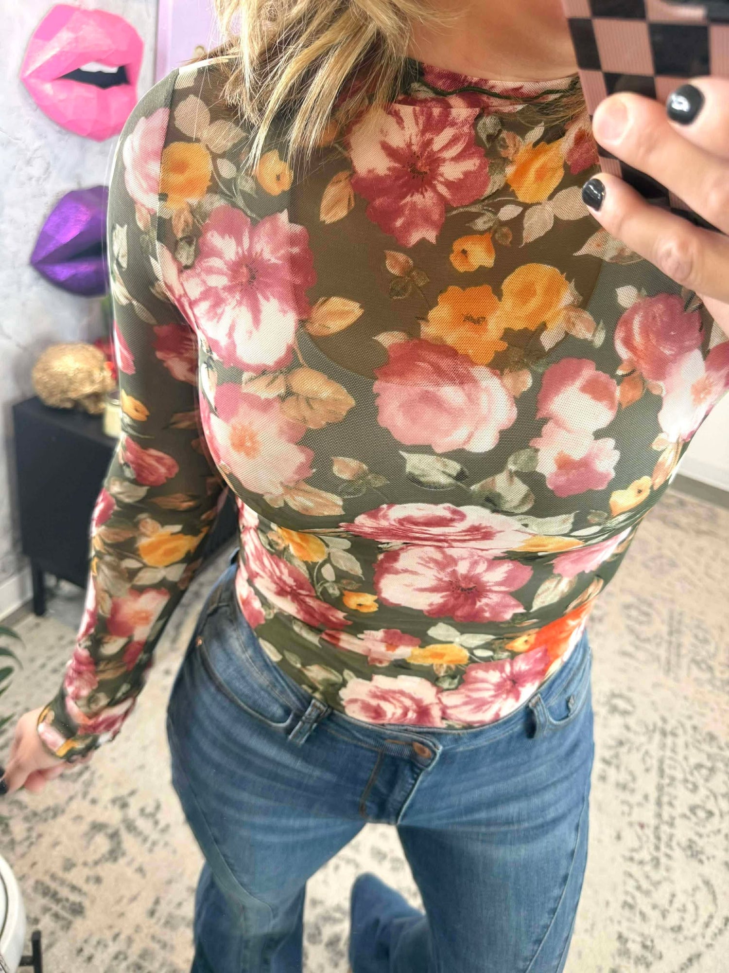 Olive Garden Mesh Top {S-L}