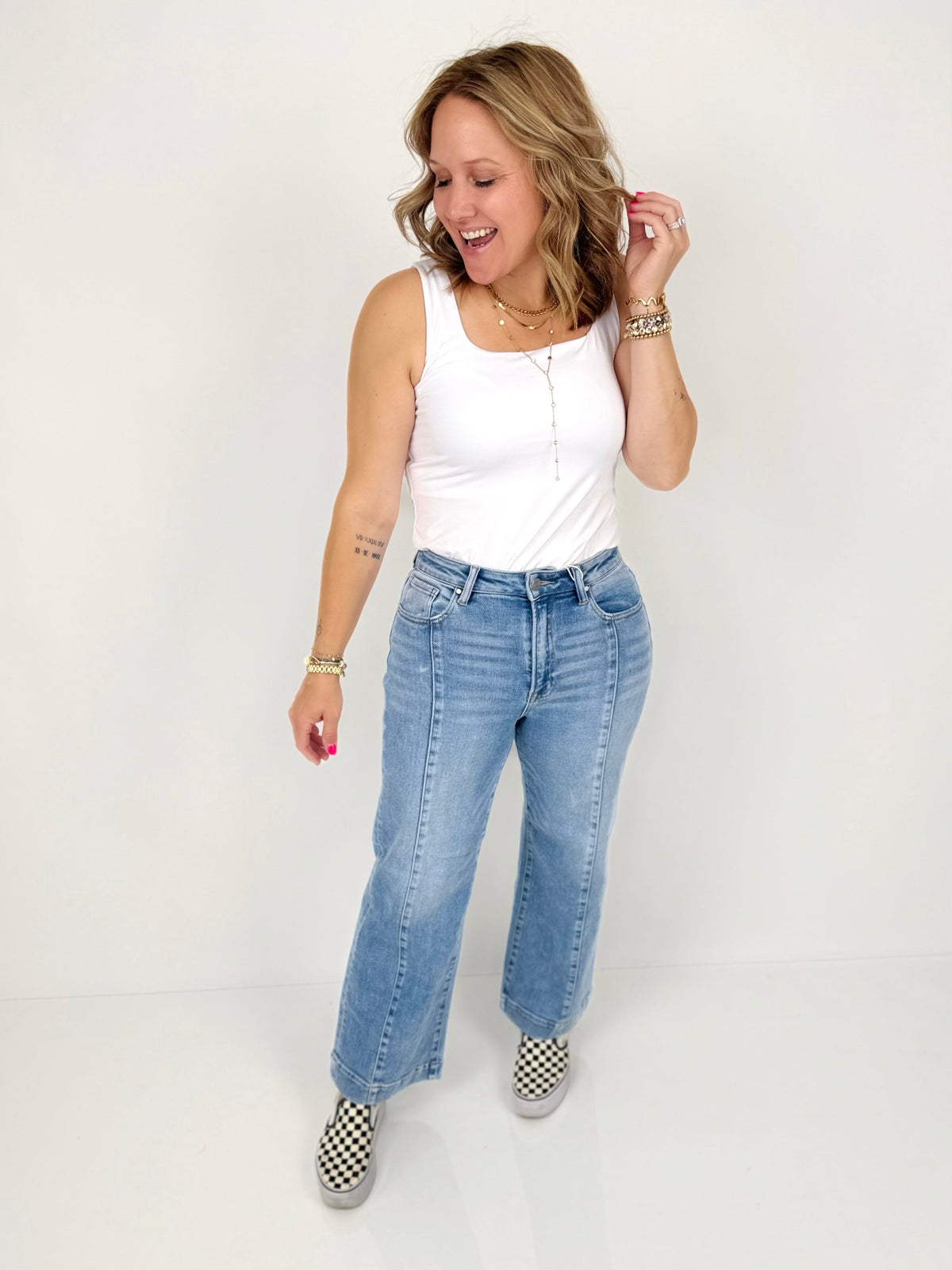 Risen Easy Blue Wide Crop Jeans {1-3X} - KaraMarie