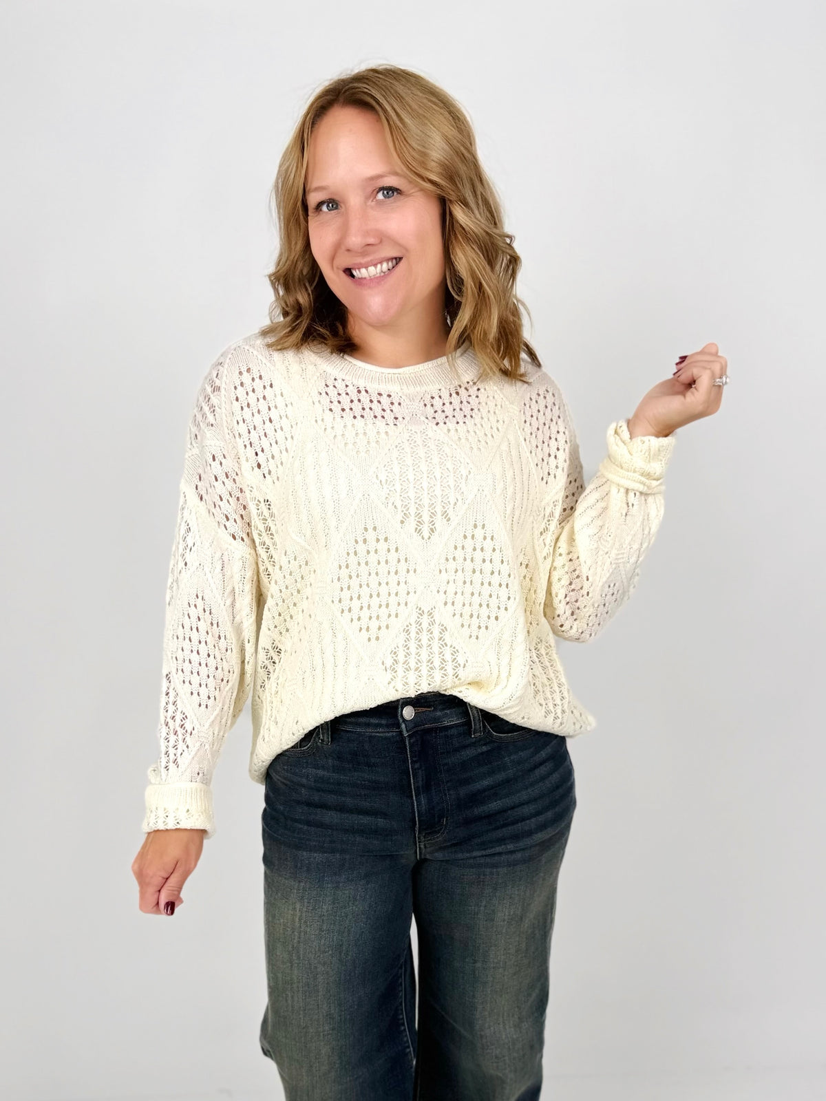 Diamond Dream Open Knit Sweater {S-XL}