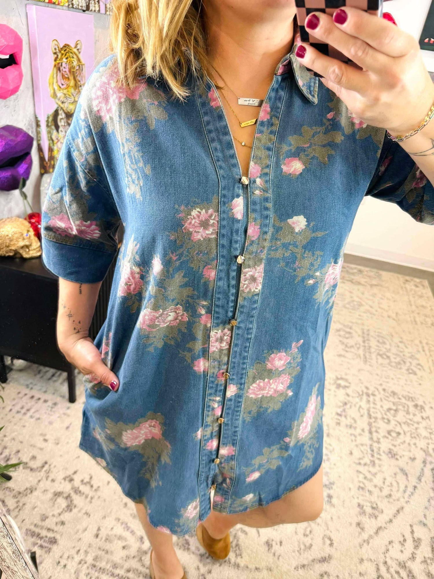 Floral Days Denim Dress {S-L}