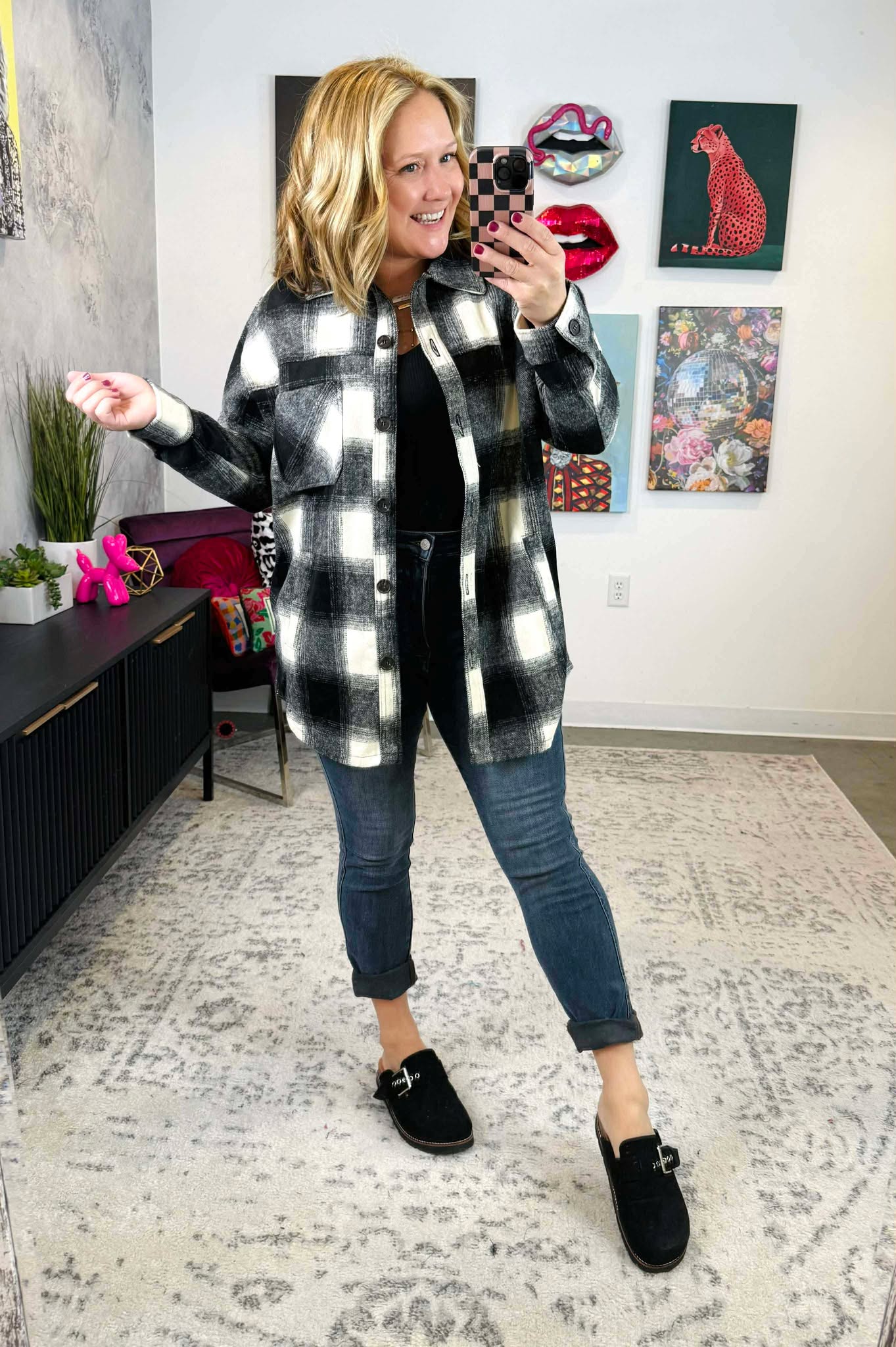 Wild & Free Shacket In Black {S-3X}