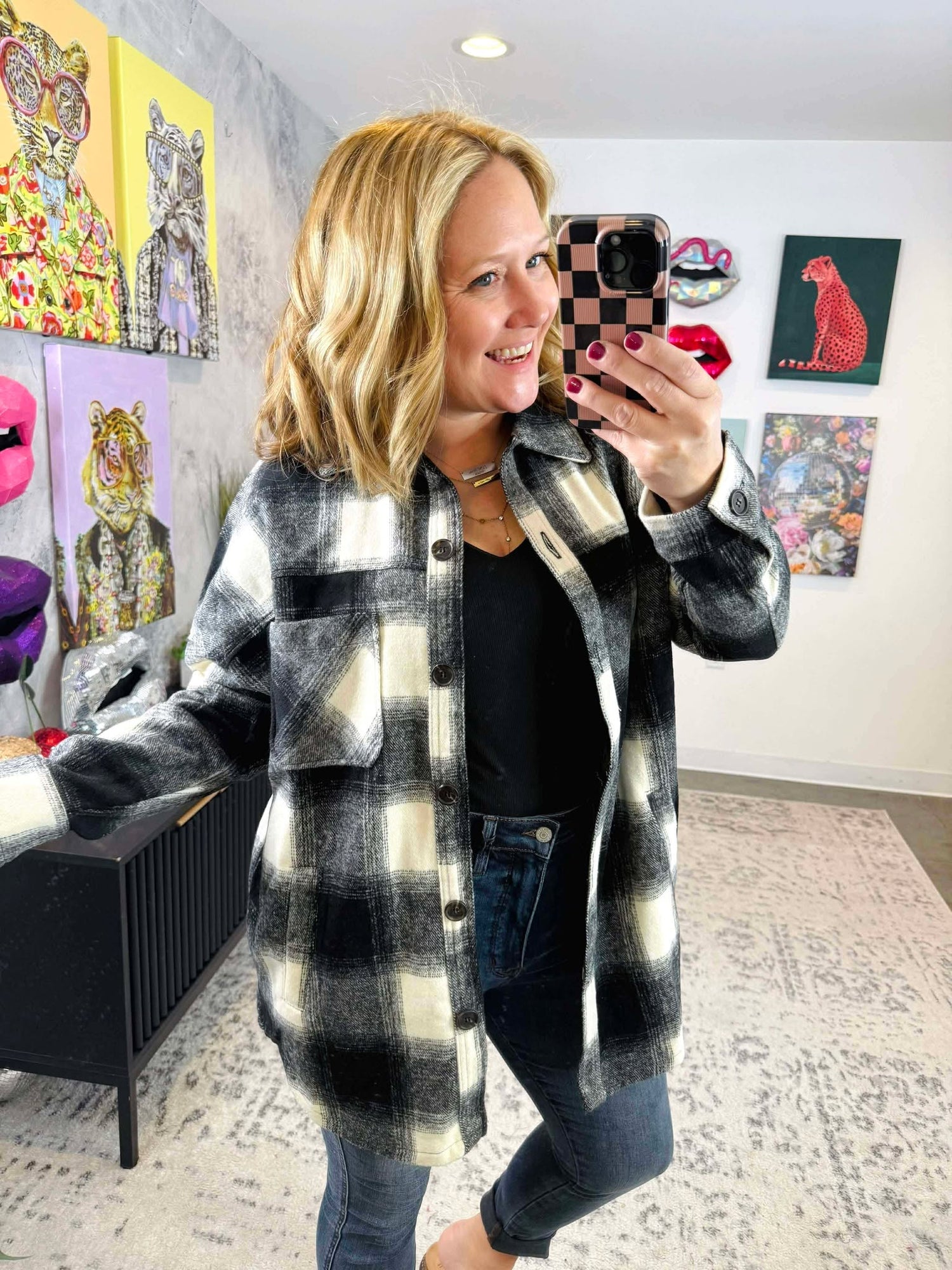 Wild & Free Shacket In Black {S-3X}