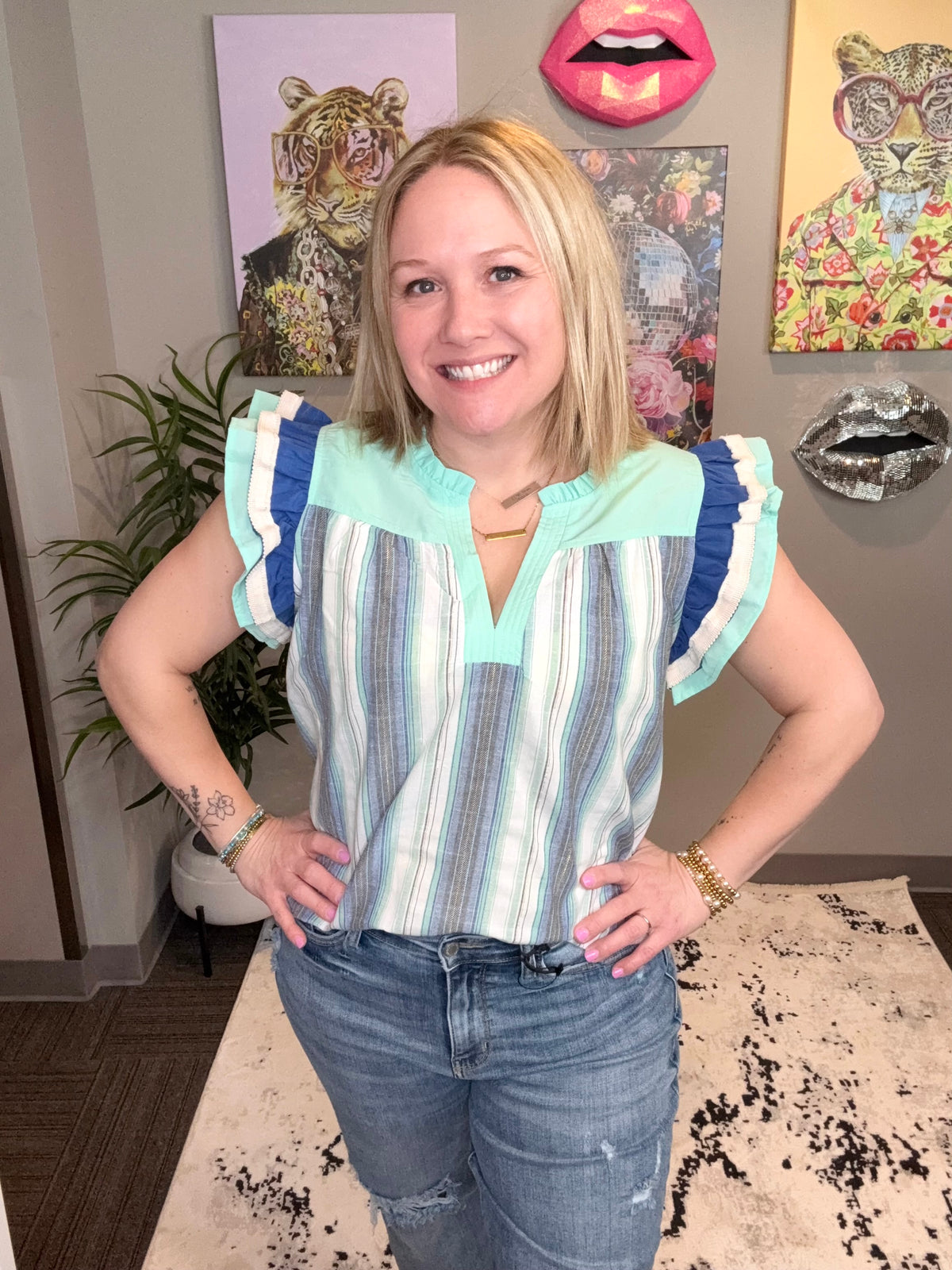 Breezy Mix Stripe Top {S-XL} - KaraMarie