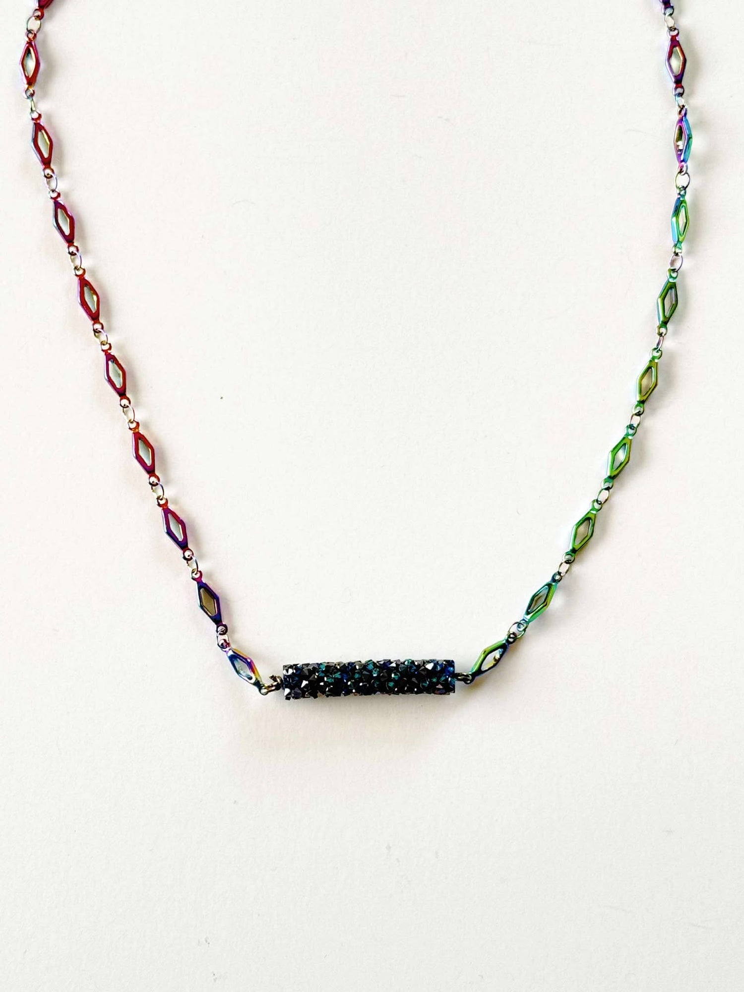 Bermuda Blue Oil Slick Crushed Rock Necklace