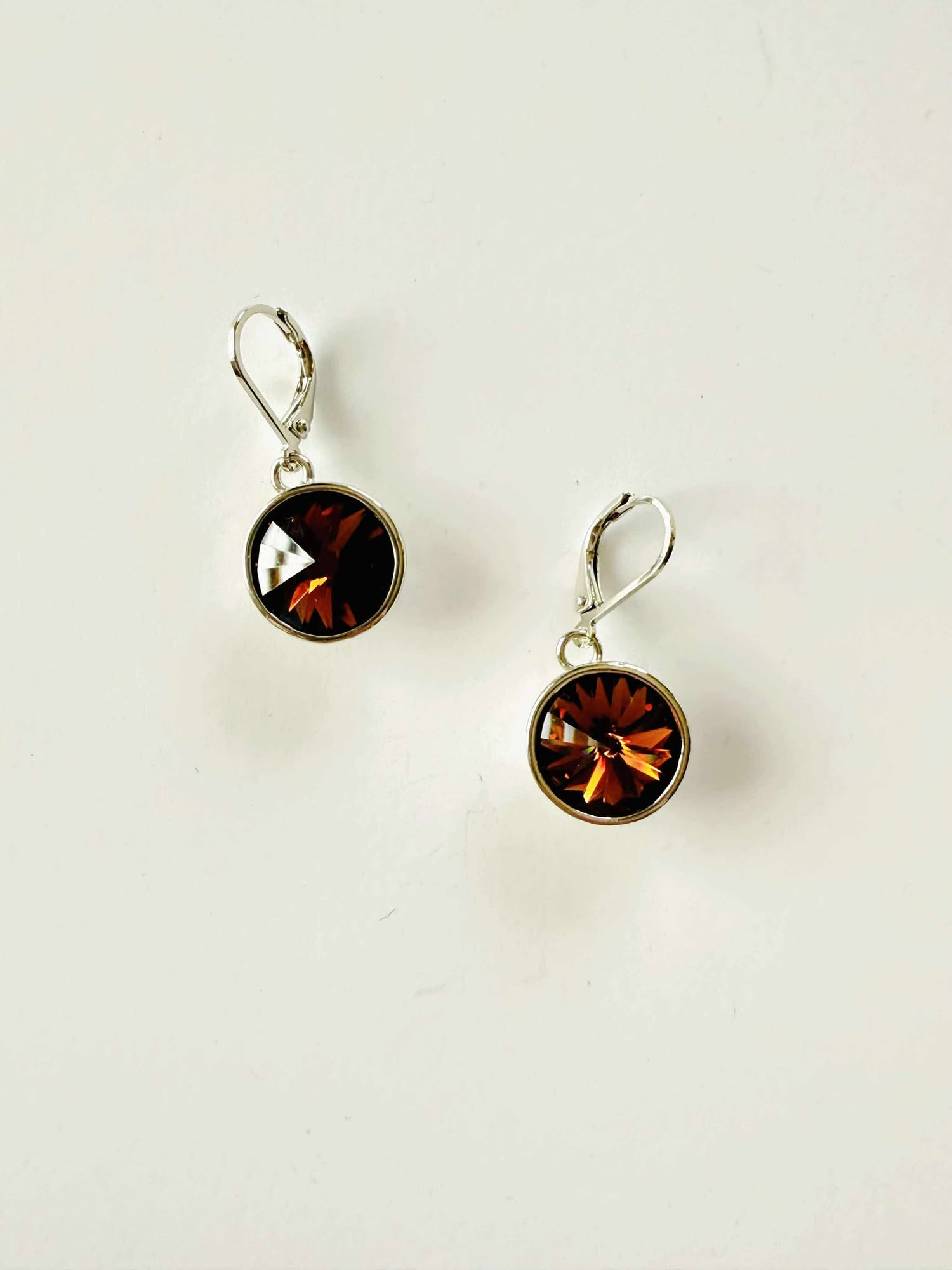 Rivoli Round Drop Earring in Smoked Topaz