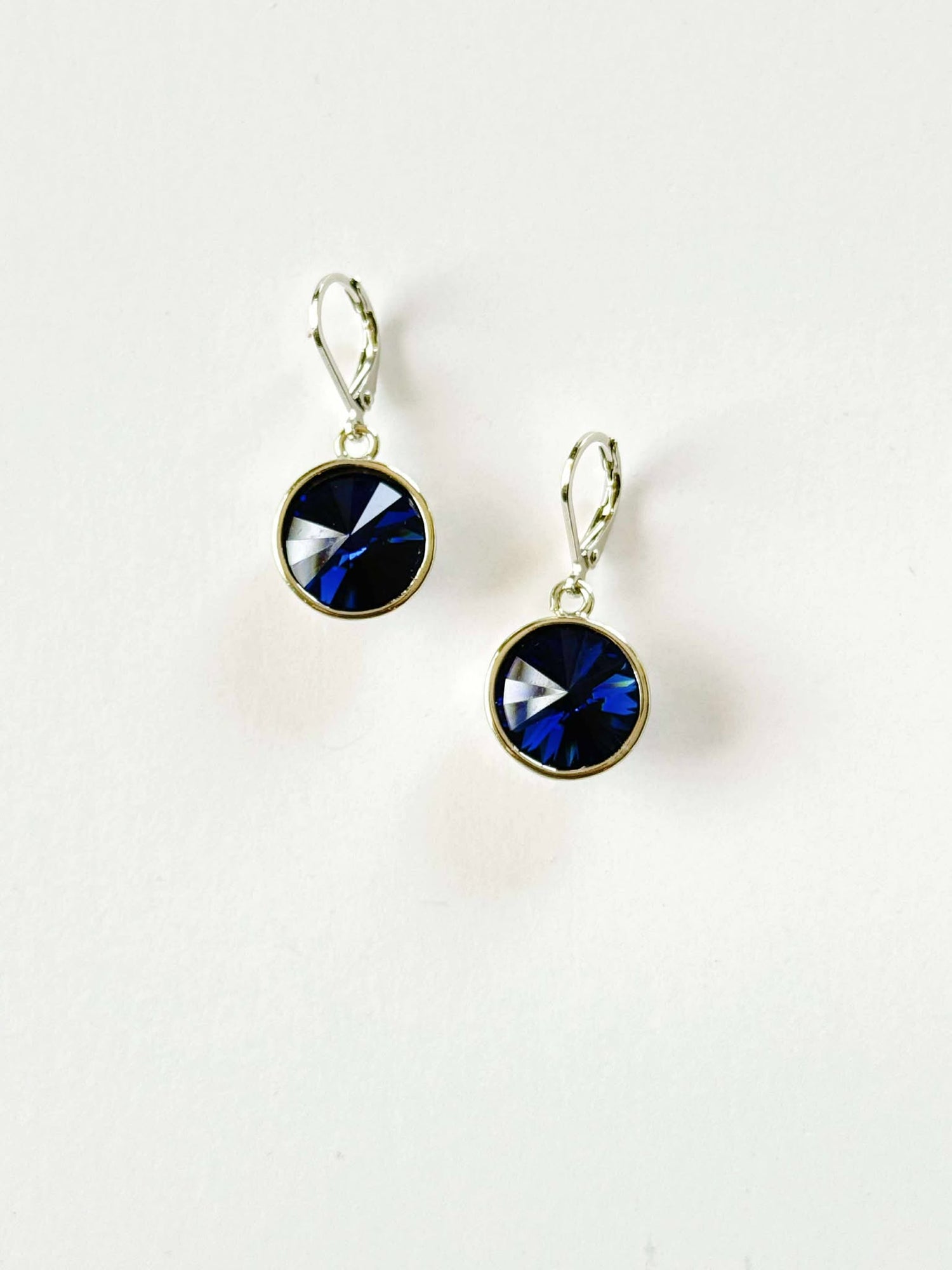 Rivoli Round Drop Earring in Dark Sapphire
