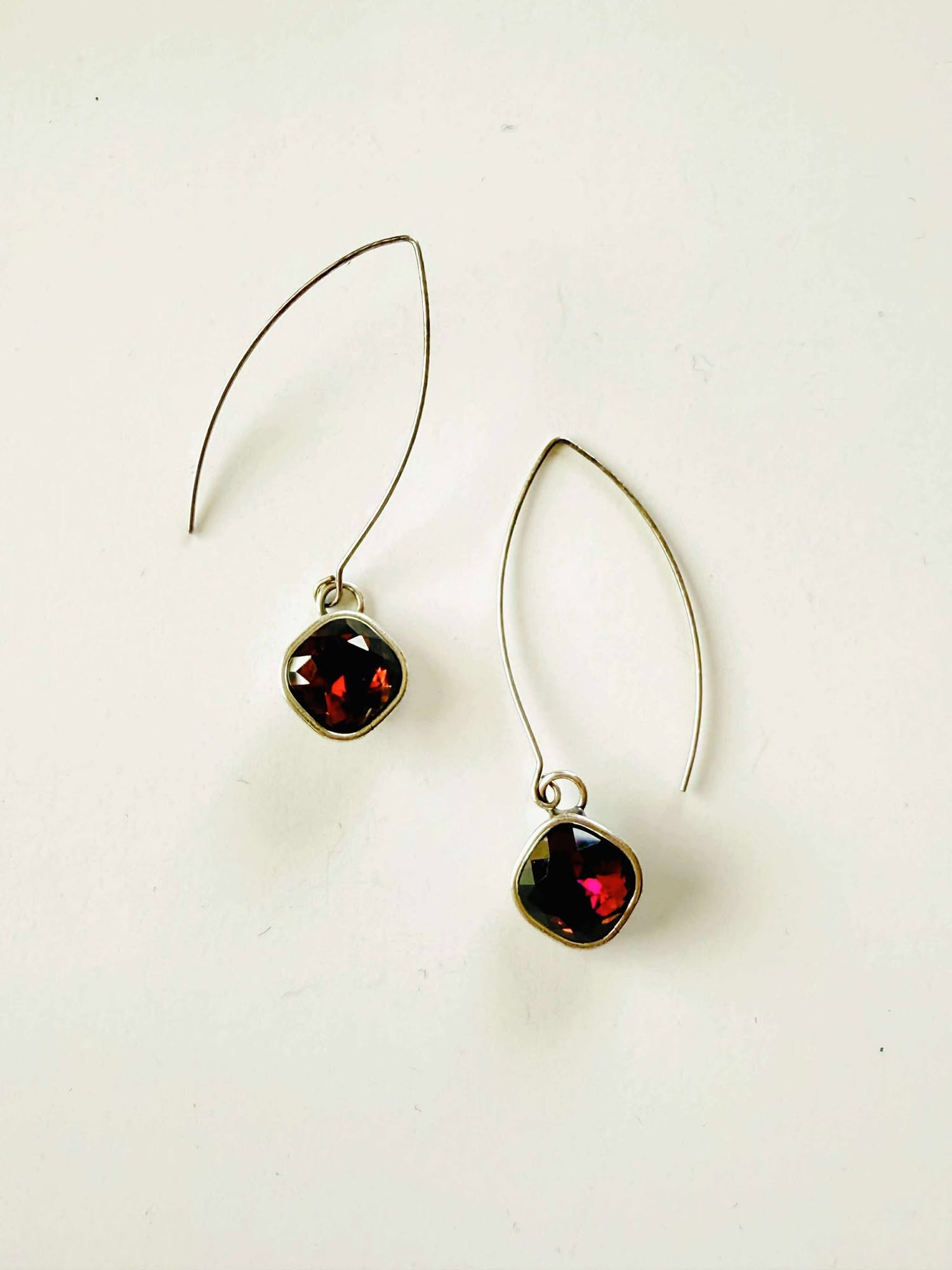 Long Square Cushion Cut Earrings in Amethyst Volcano