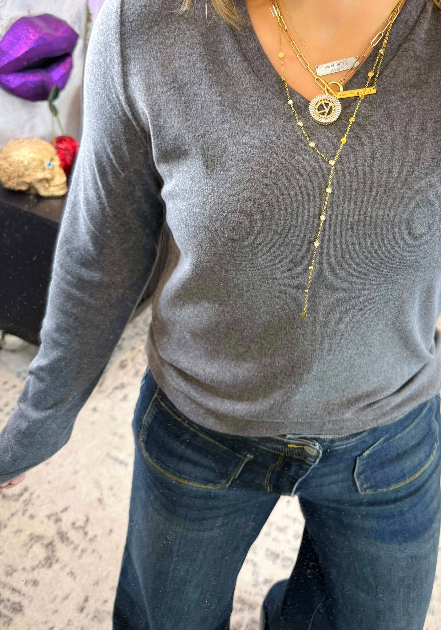 MM Leah Long Sleeve Top - Charcoal {S-2X}