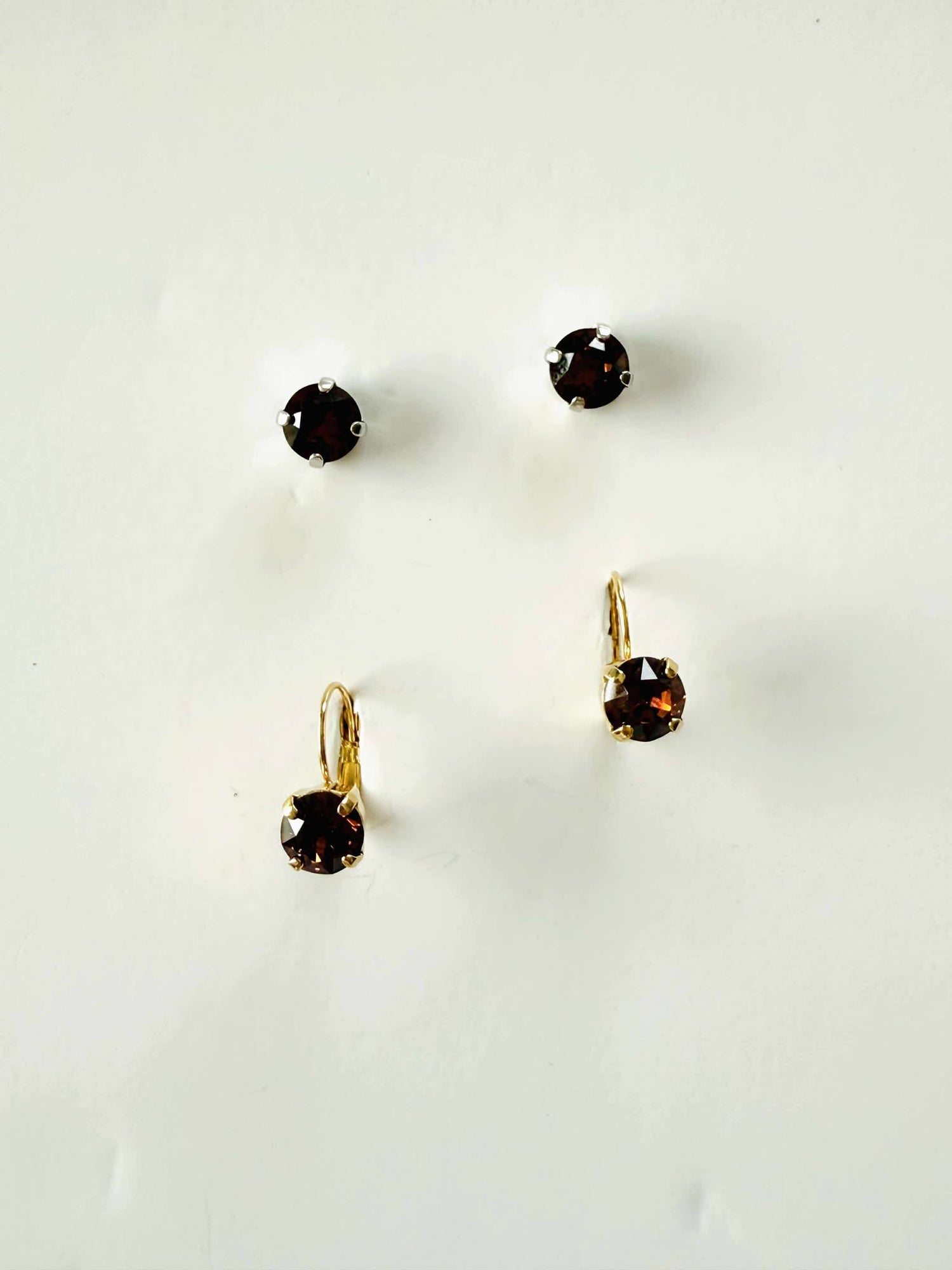 8mm Drop OR Post in Smoked Topaz {Gold/Silver Metal}