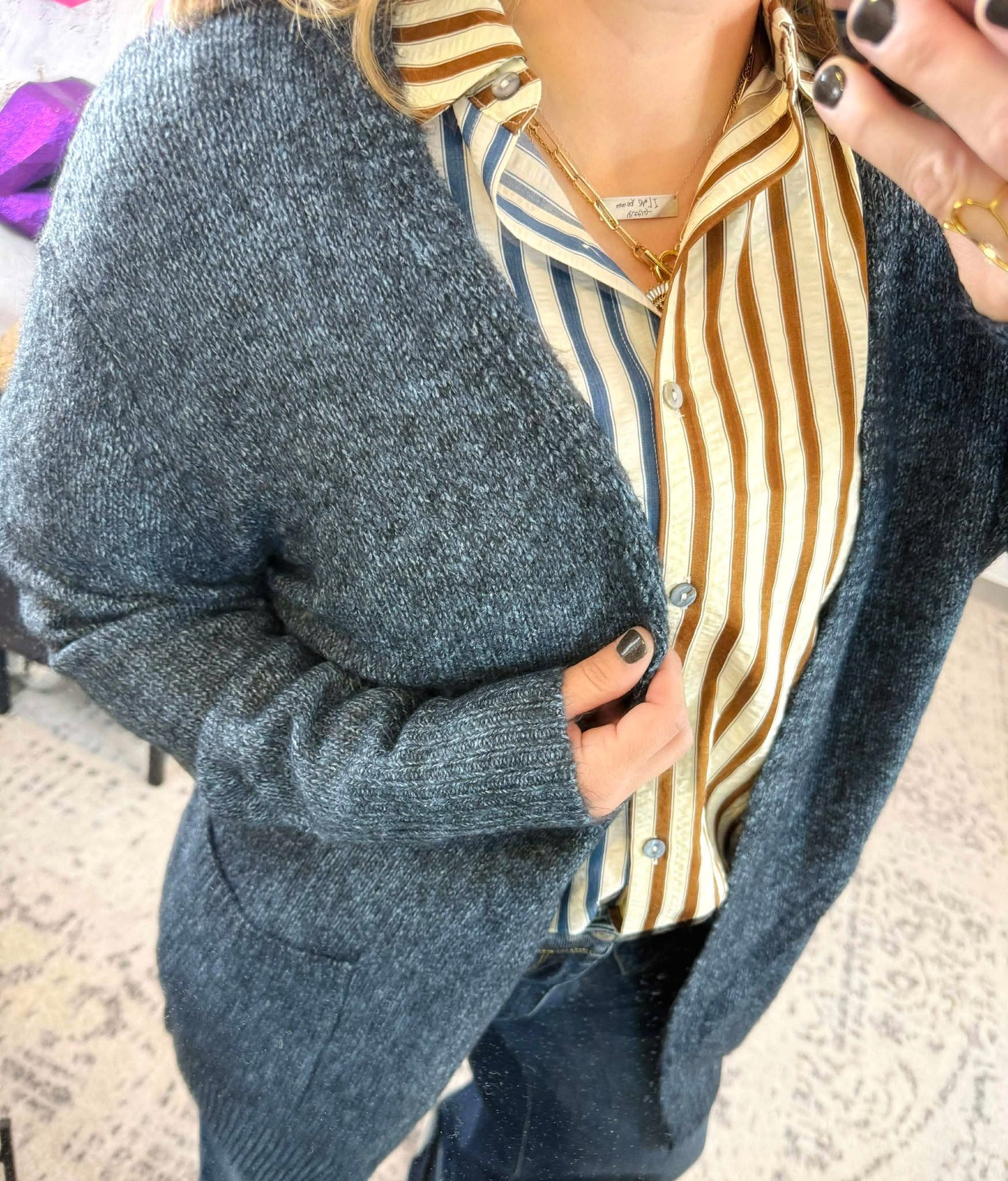 MM Madison Cozy Cardigan - Midnight Skies {S-2X}