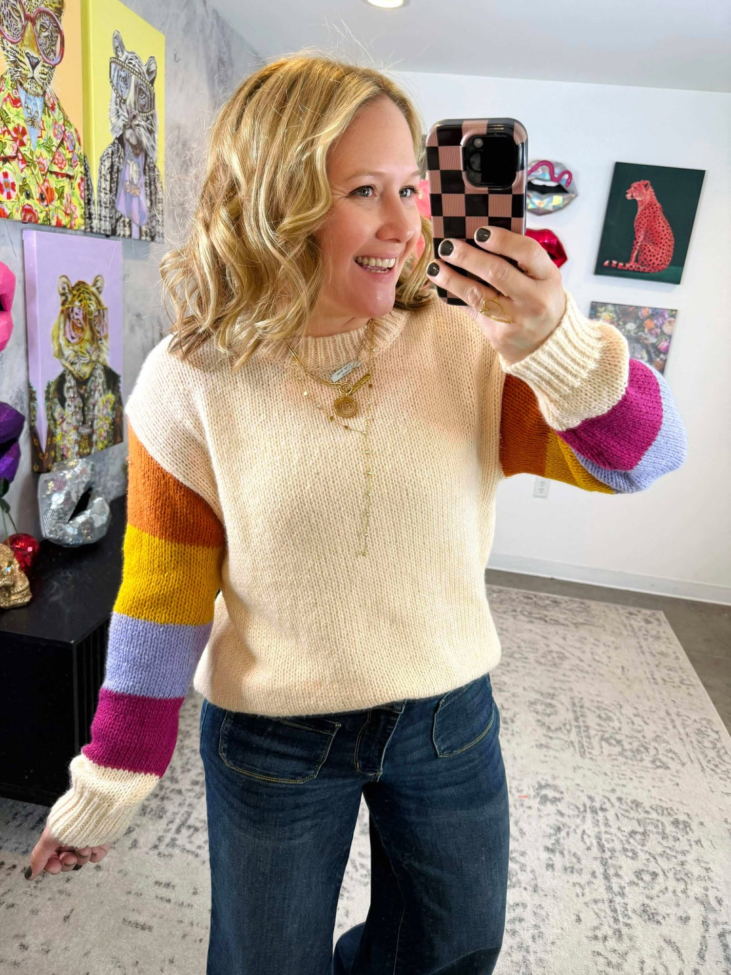 Contrast Cloud Sweater {S-3X}