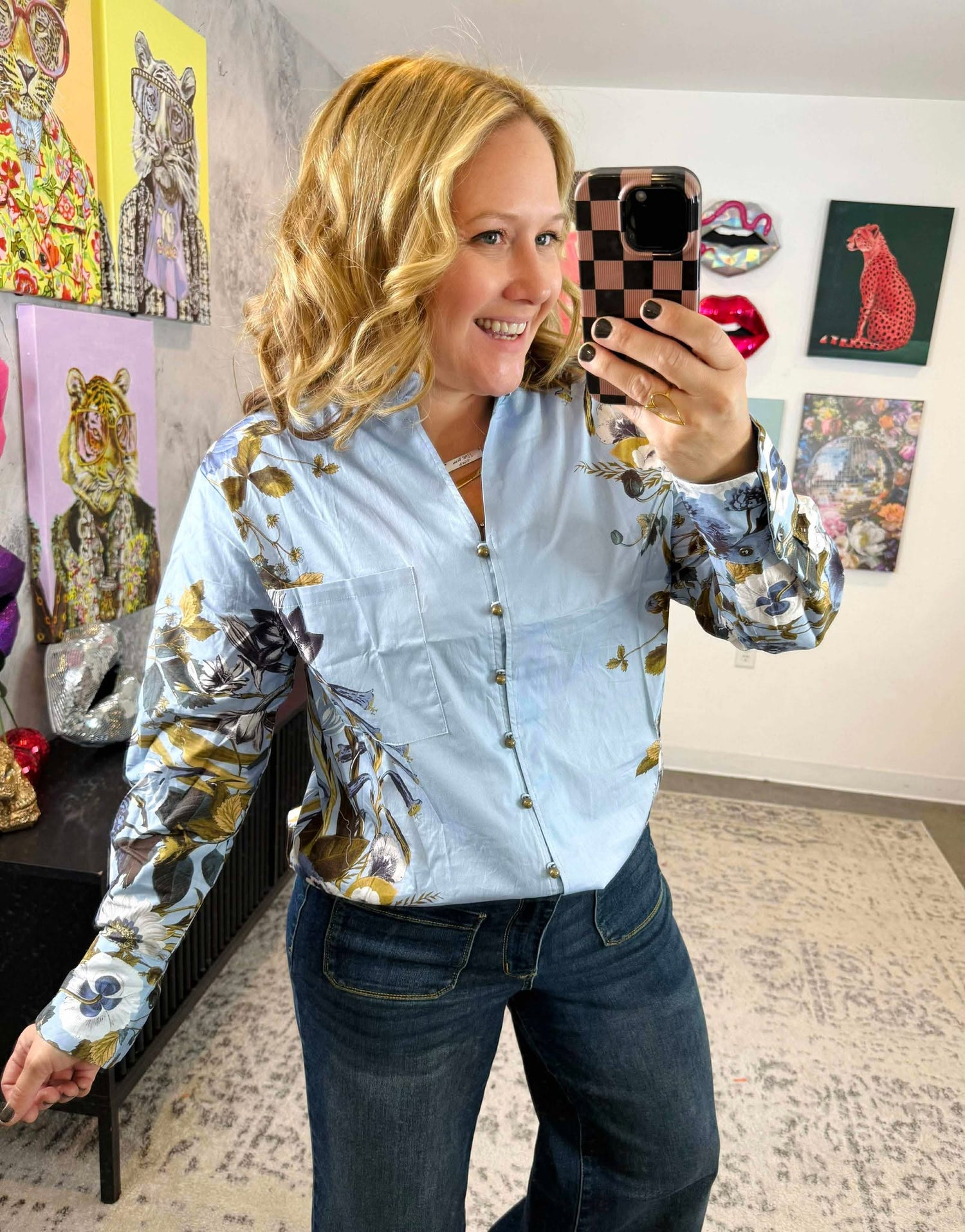 Bloomline Blouse in Blue {S-2X}