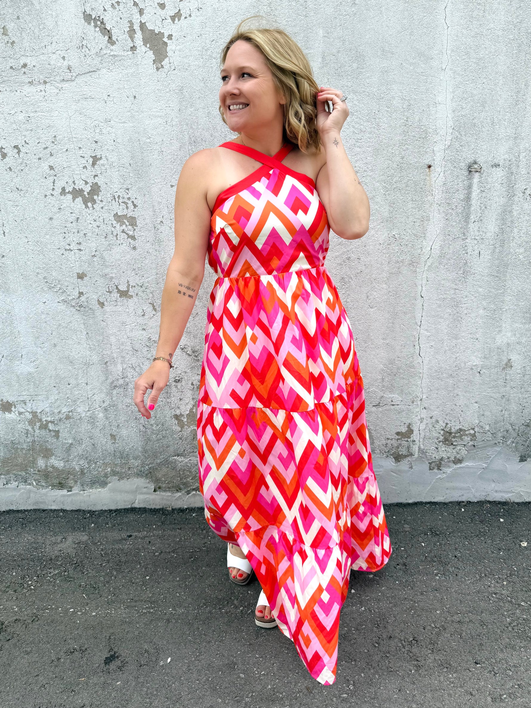 Geometric Goddess Halter Dress {S-L} - KaraMarie