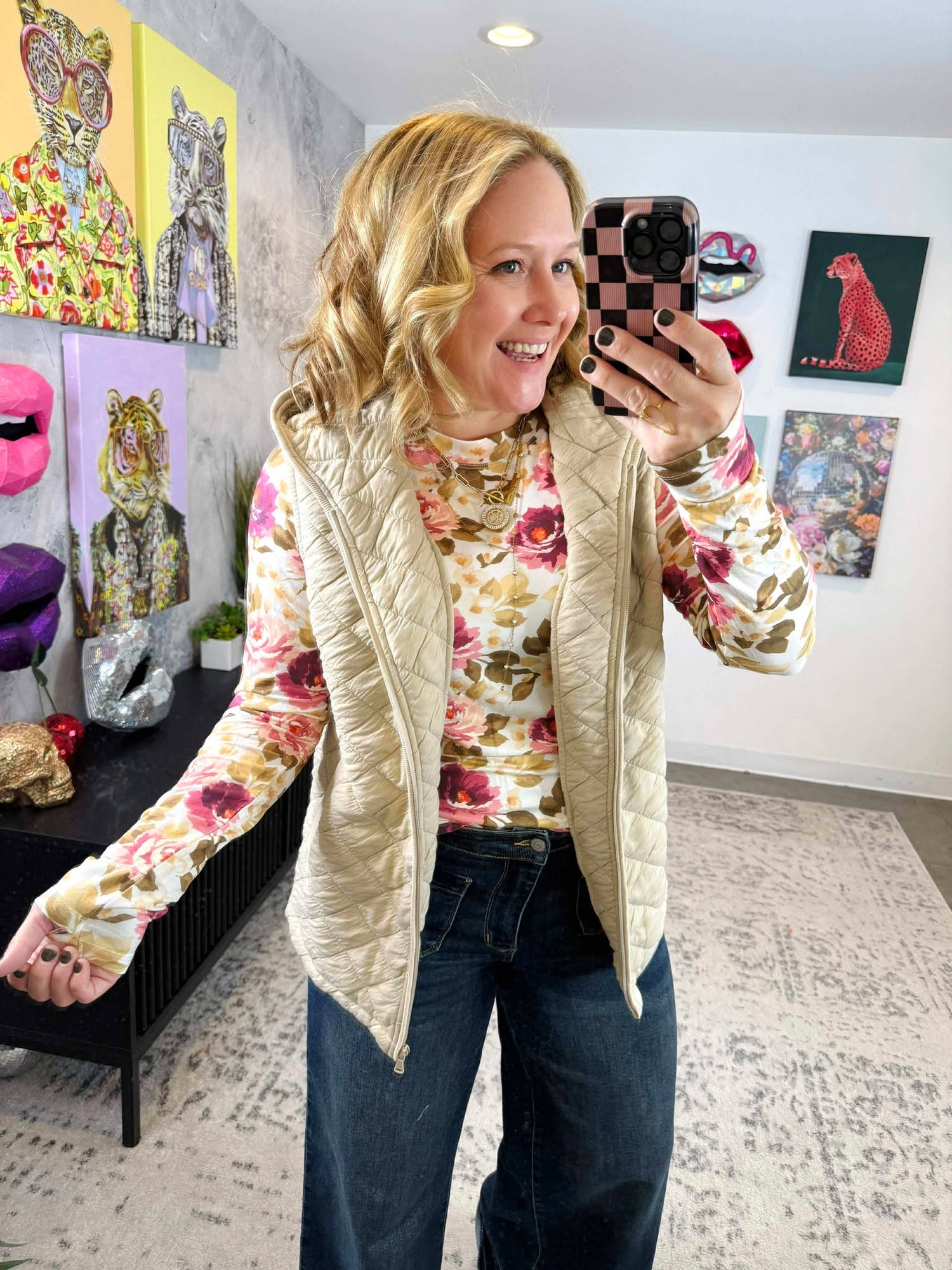 MM Heather Hooded Vest - Beige {S-3X}