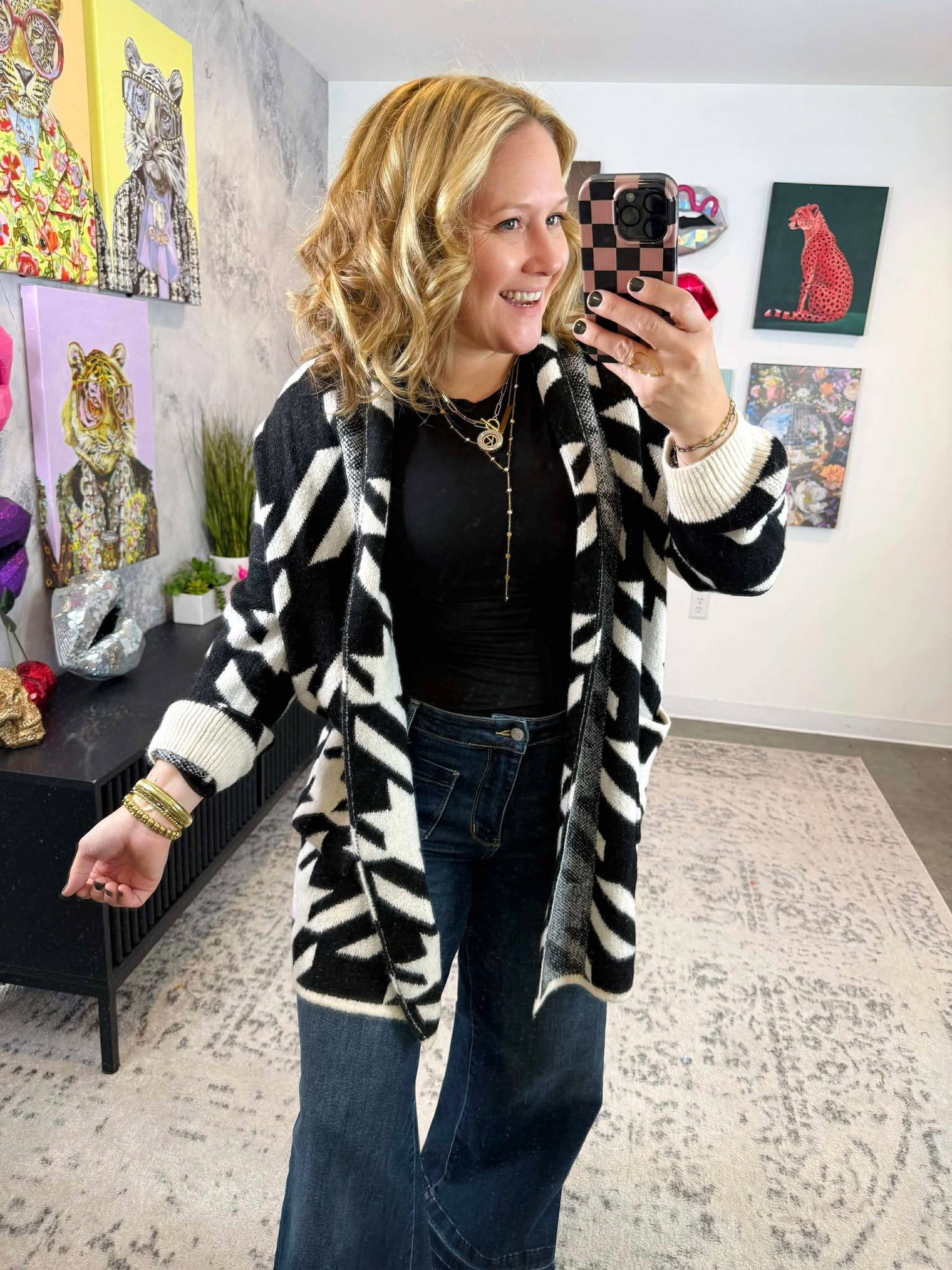 Heritage Houndstooth Cardigan {SM-1X2X}