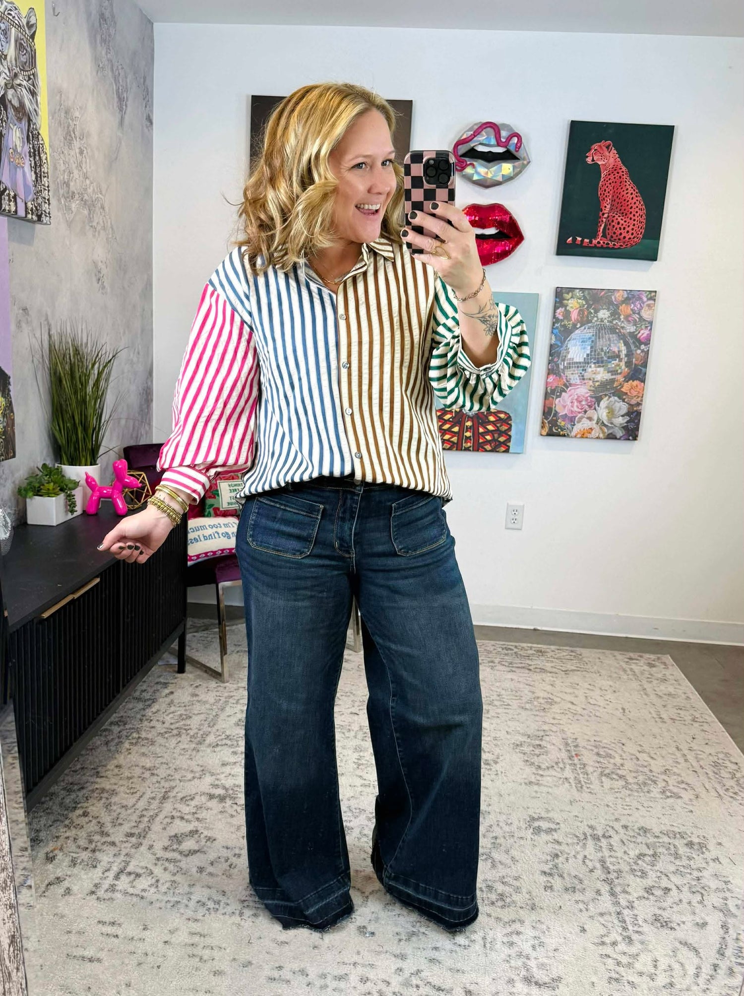 Stripe Hype Button Down Top {S-2X}