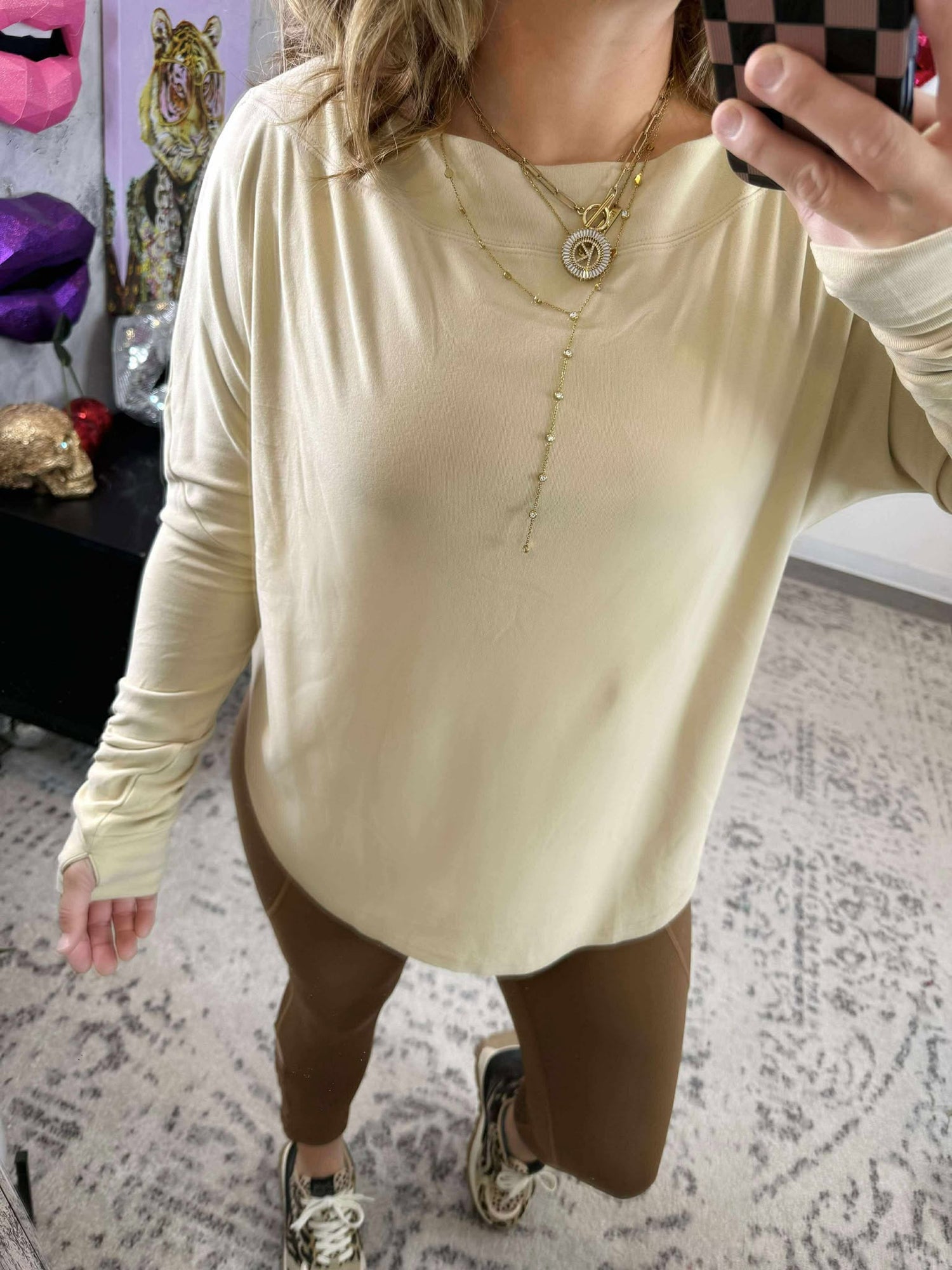 Blakeley Fall Zoey Athleisure Top in Beige {XS-3X}