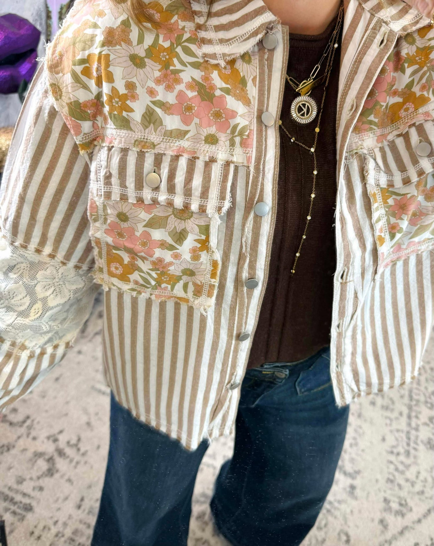 Mixed Vibe Top in Chocolate Multi {S-L}