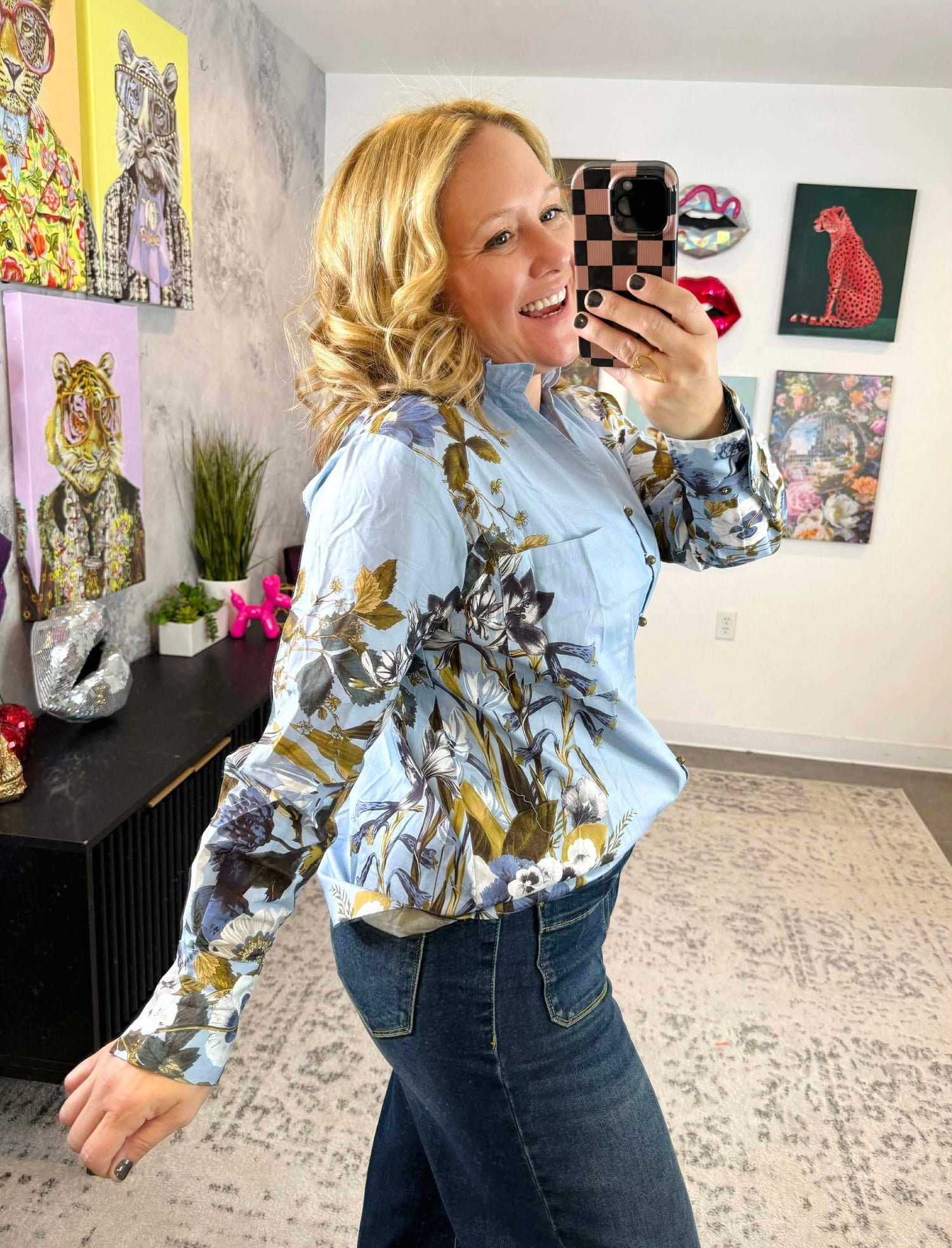 Bloomline Blouse in Blue {S-2X}
