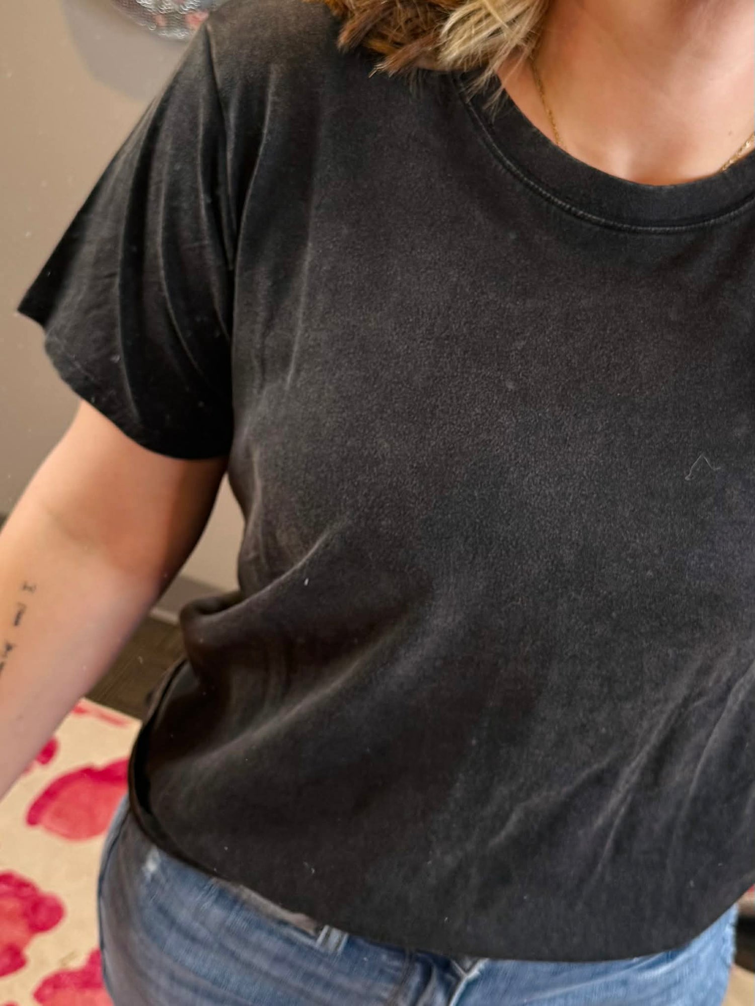 Vintage Fade Short Sleeve Top - Ash Black {S-3X}