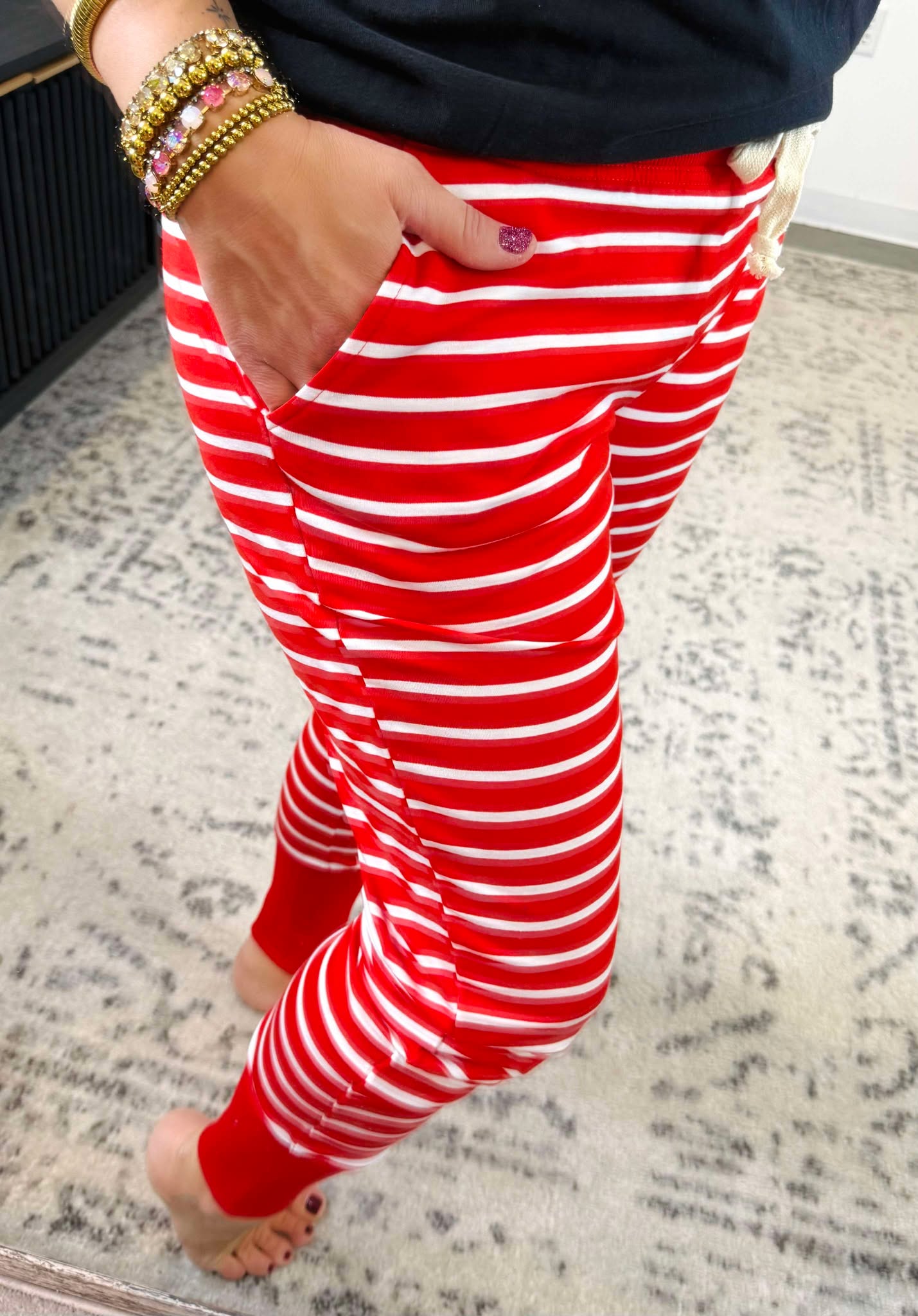 Ampersand Joggers - Peppermint Stripes {S-3X}