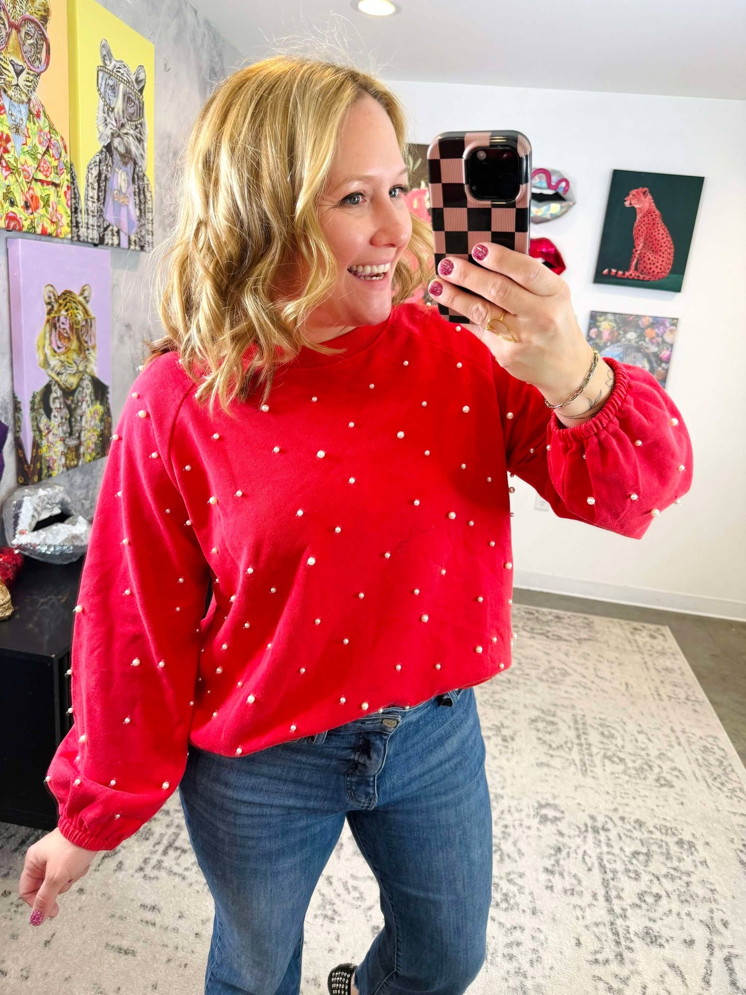 Radiant Ruby Pearl Top {S-3X}