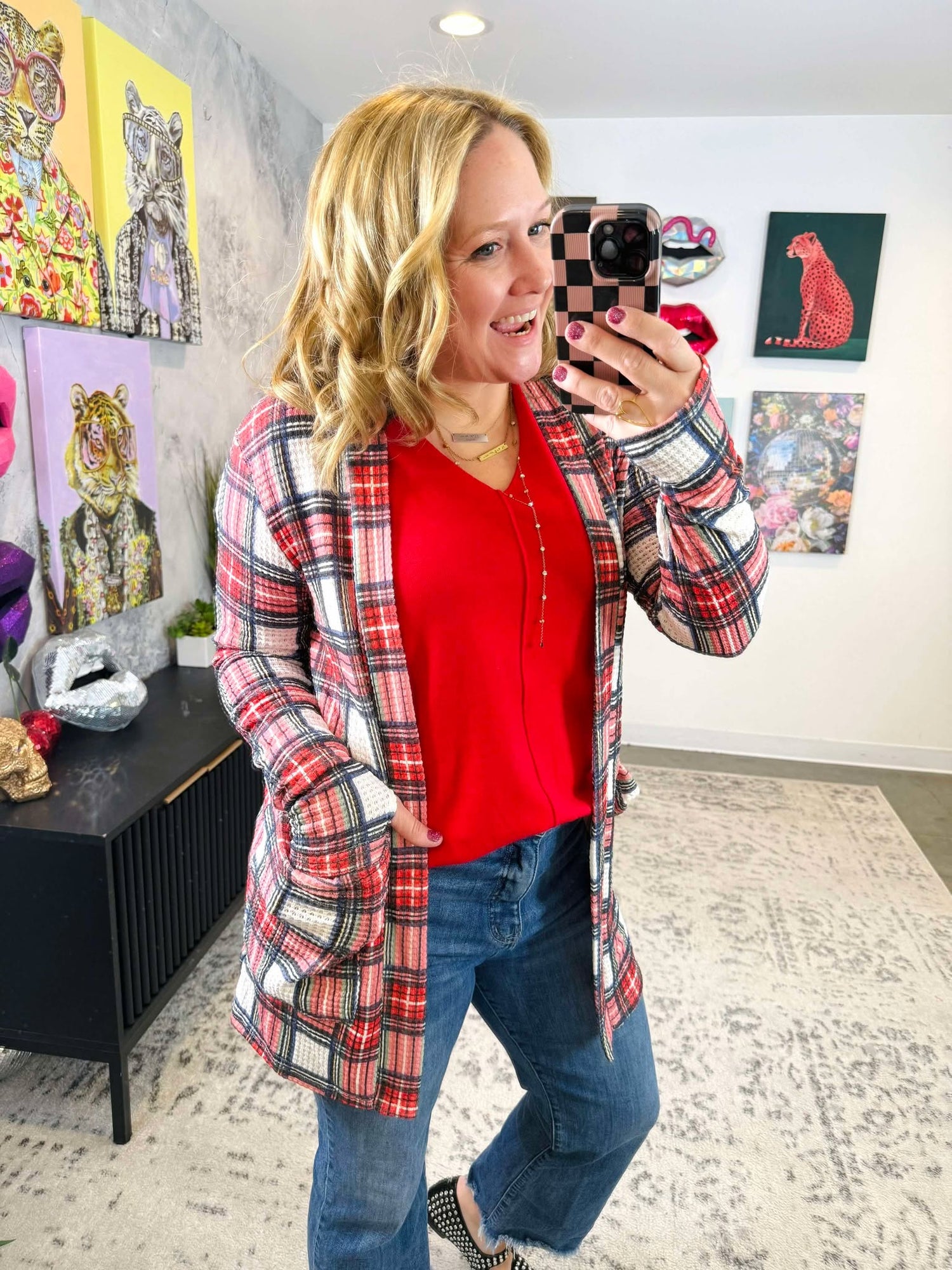 Blakeley Lola Cardigan in Holiday Plaid {XS/OS/PLUS}