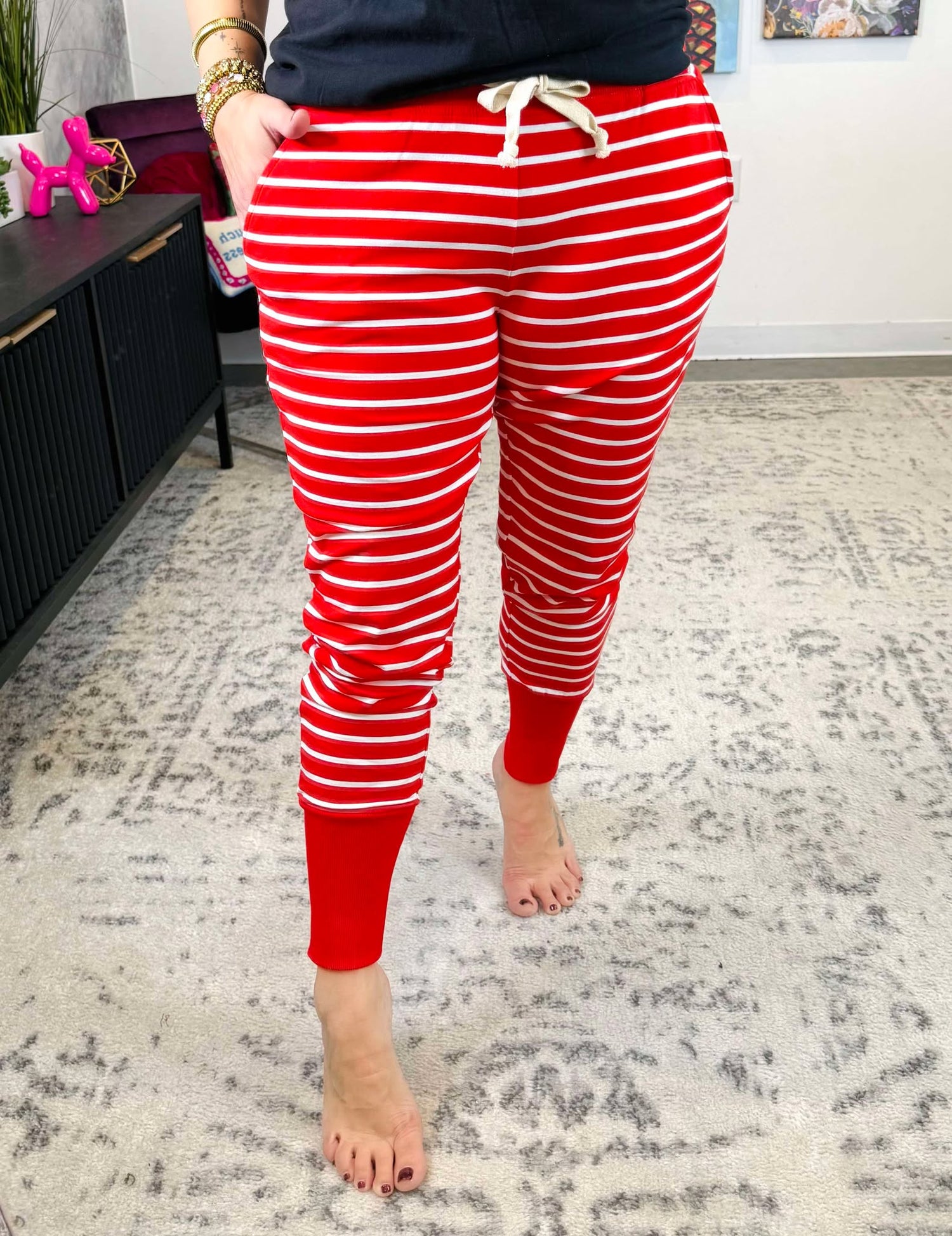 Ampersand Joggers - Peppermint Stripes {S-3X}