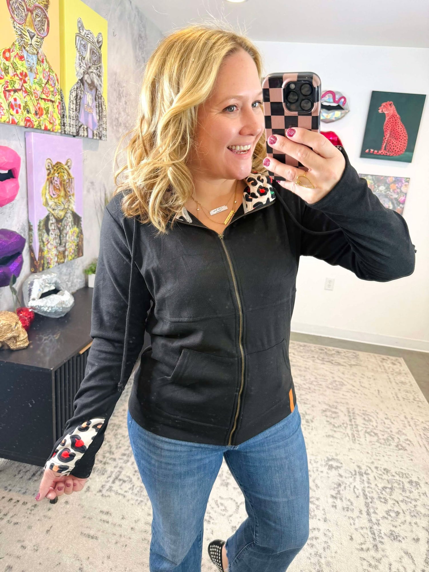 Tara ZipUp Hoodie - Holiday Leopard {S-2X}