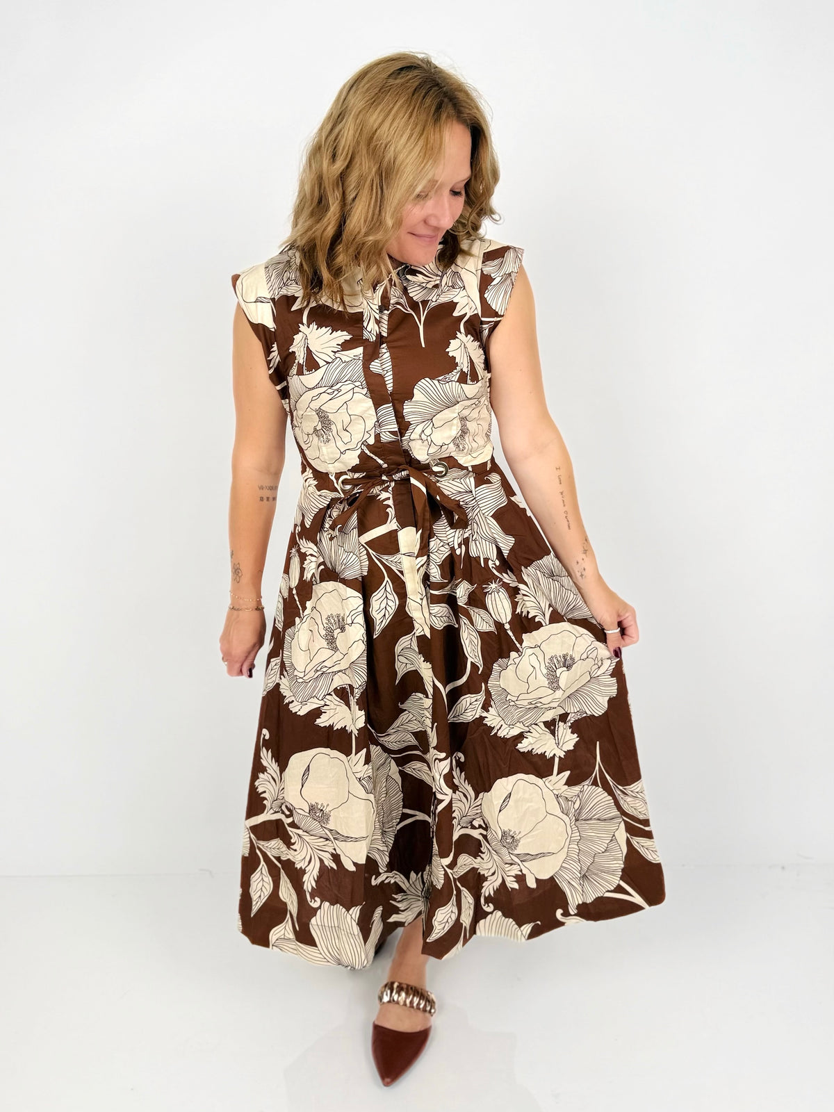 Botanical Blooms Belted Dress {S-L} - KaraMarie