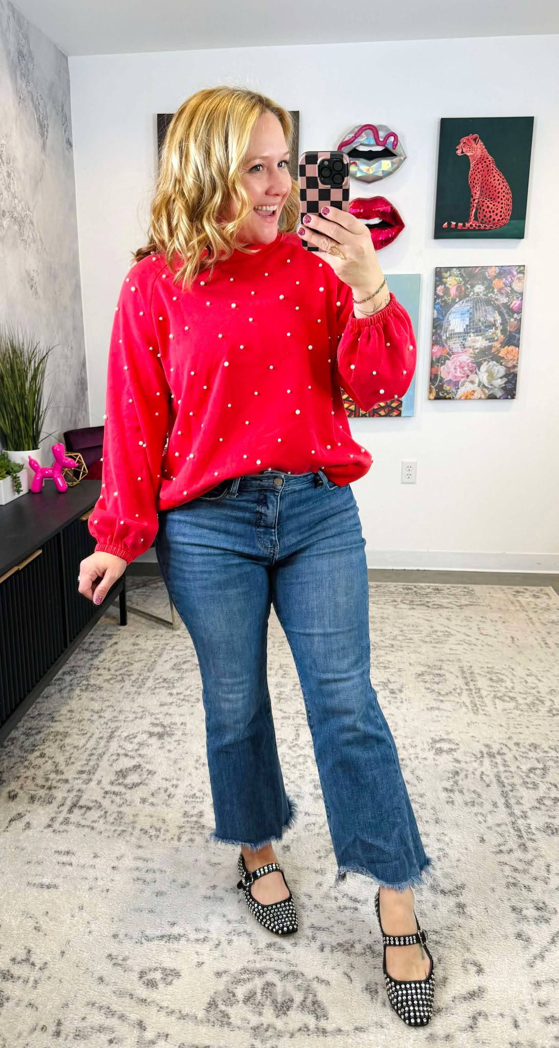 Radiant Ruby Pearl Top {S-3X}