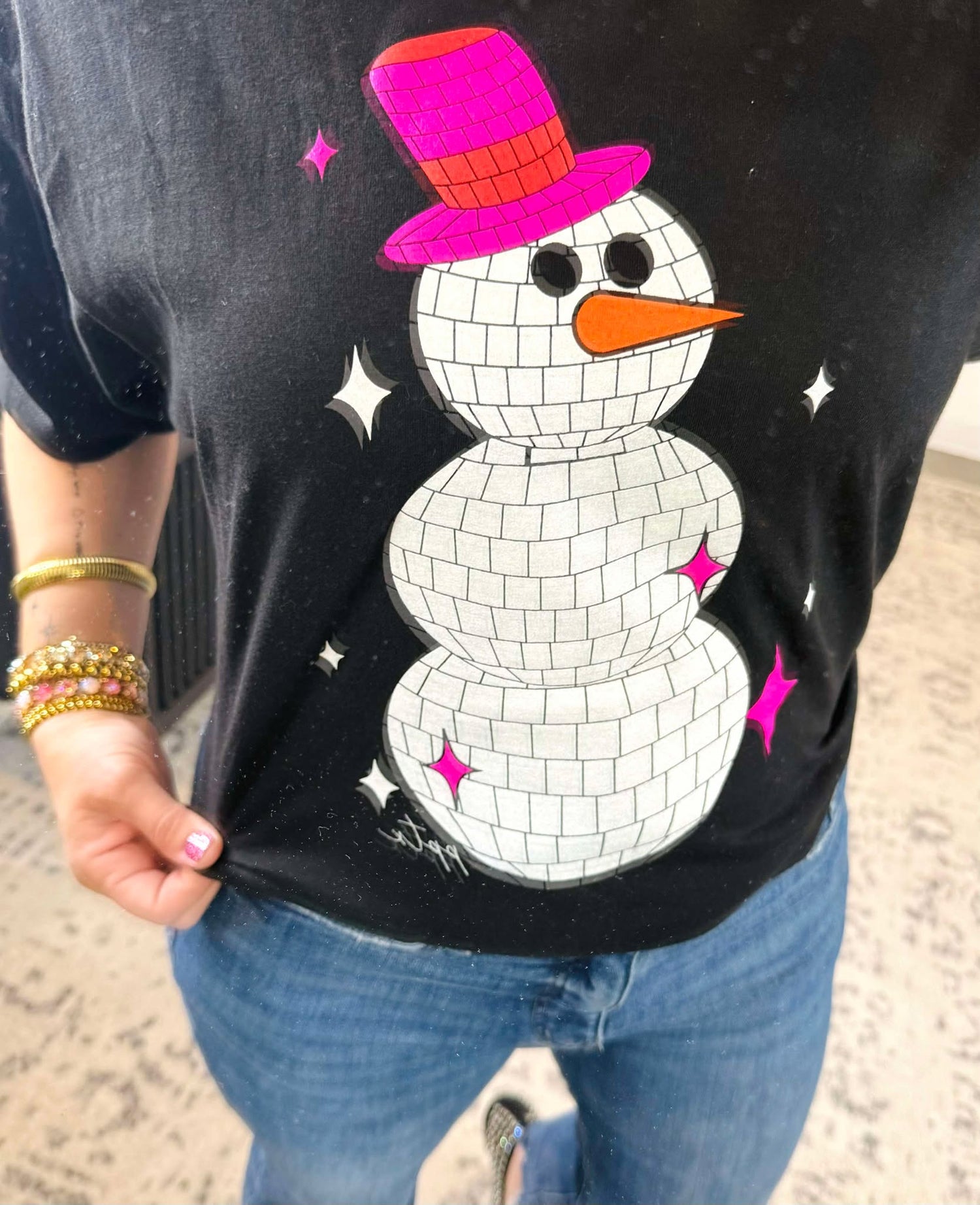 Glitter Disco Snowman Graphic Tee {S-XL}