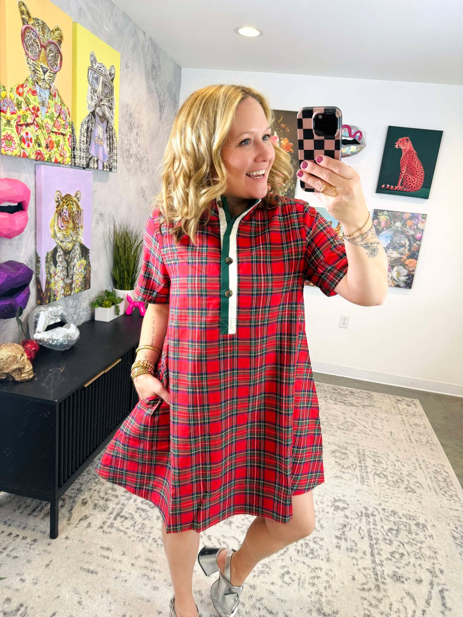 Plaid Tidings Mini Dress {S-2X} - KaraMarie